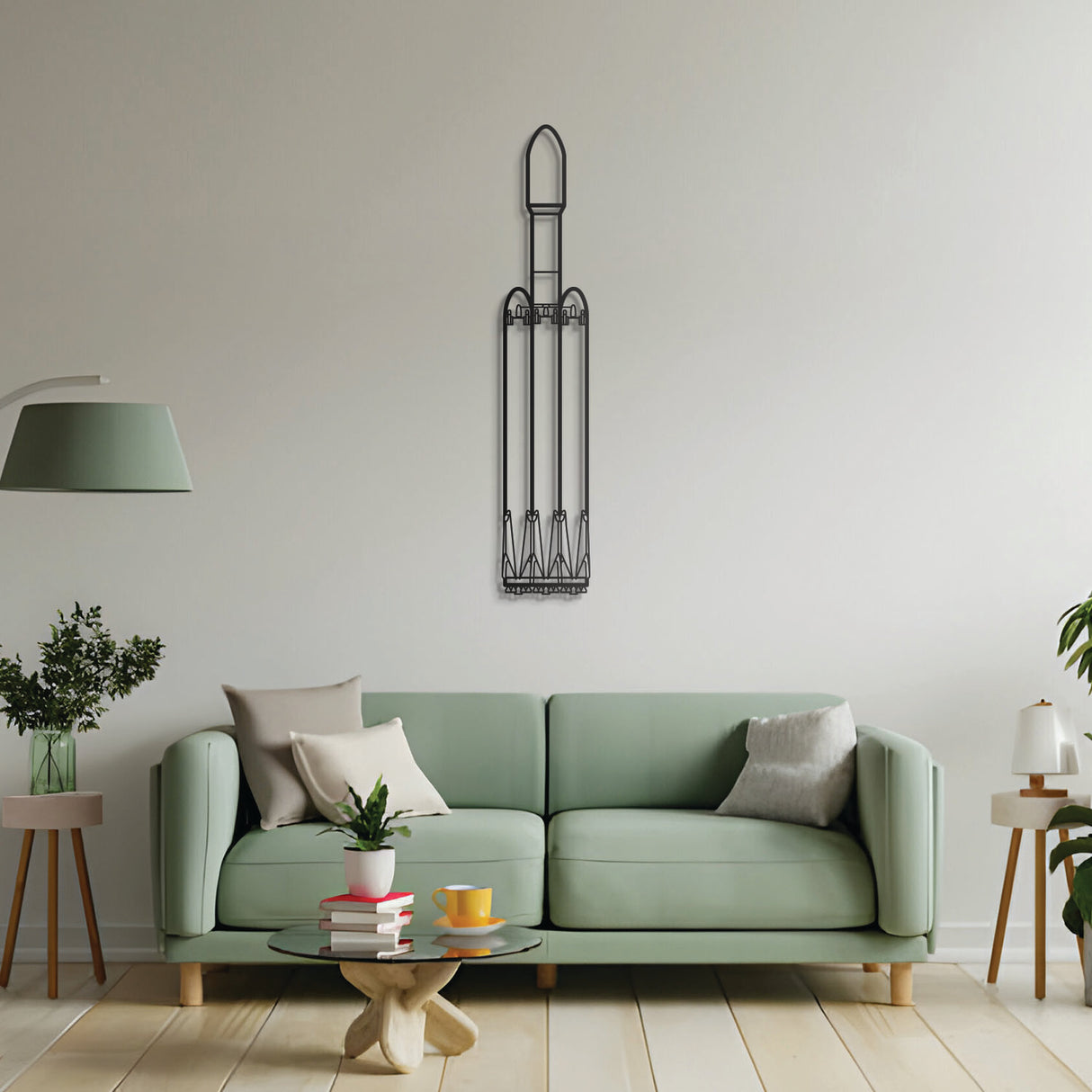 Falcon Heavy metal art, laser‑cut steel ready‑to‑hang décor for living spaces