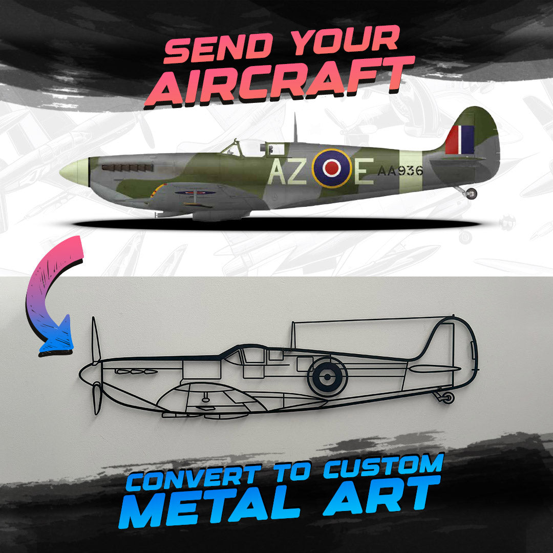 Custom aircraft metal wall art, sleek décor for hangar, office or living space