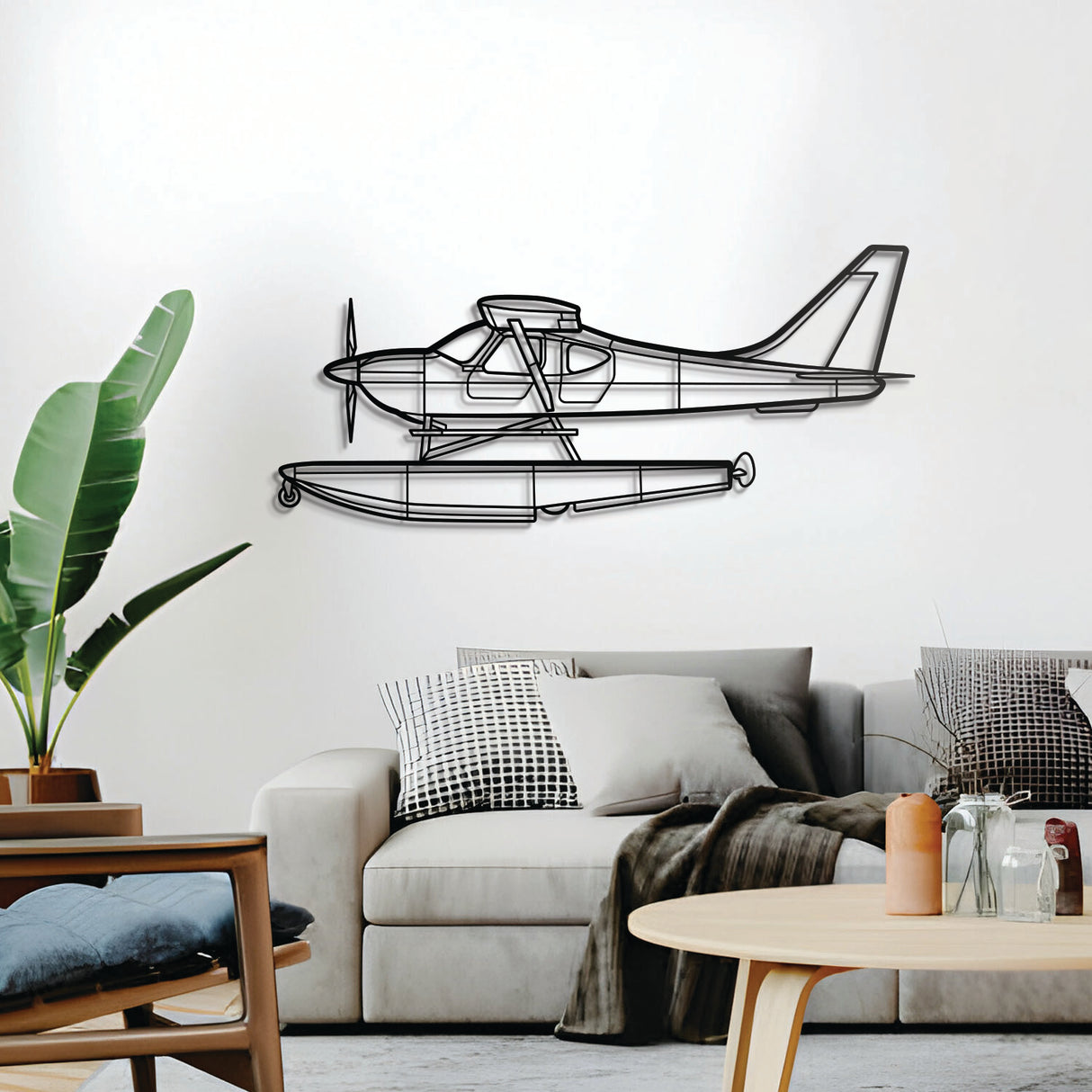 Sportsman 2+2 bush plane wall decor – elevated 1 cm from wall using spacers for striking 3D shadow effect