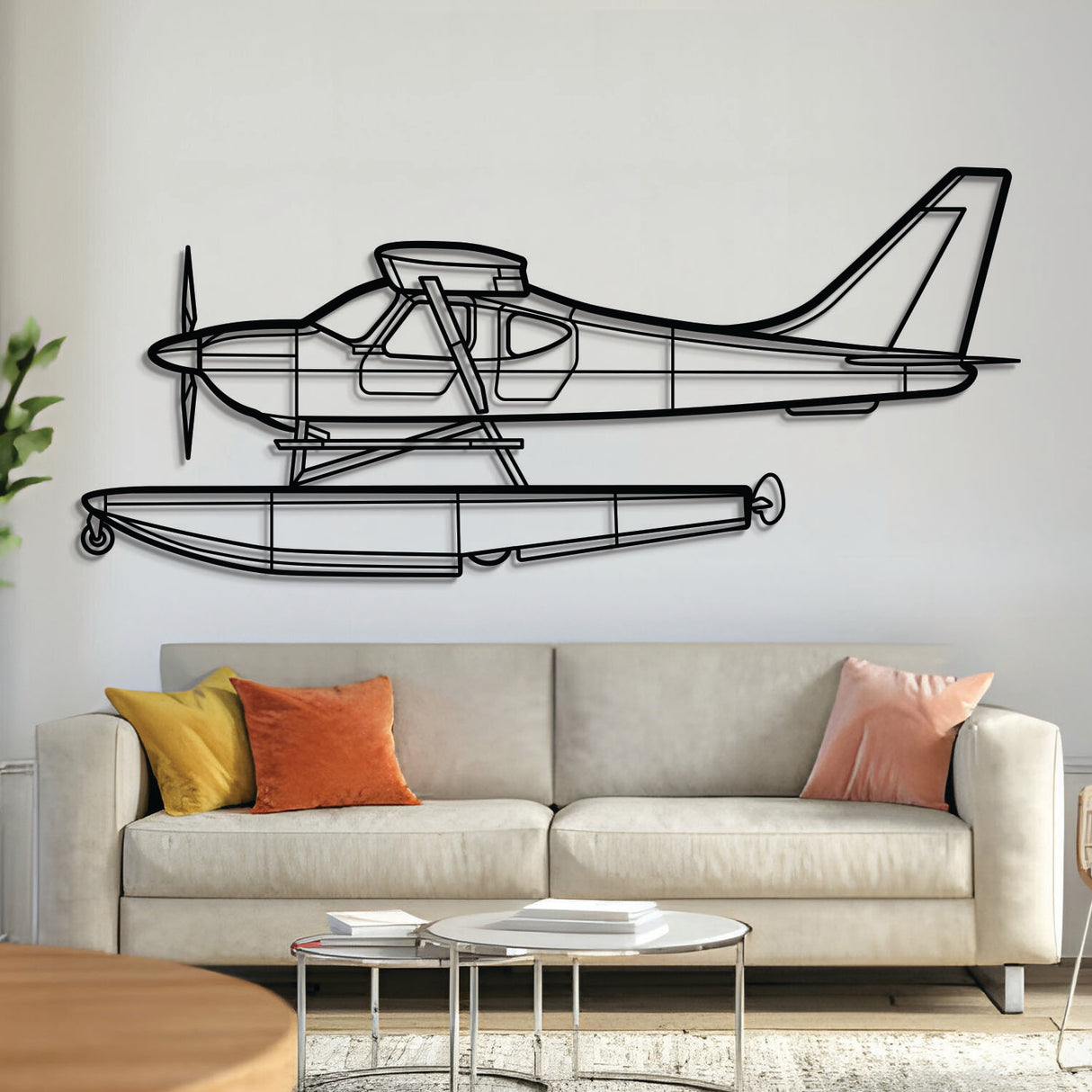 Glasair Sportsman 2+2 kit‑built bush plane silhouette metal wall art – laser‑cut 2 mm steel, textured matte powder‑coat, ready to hang