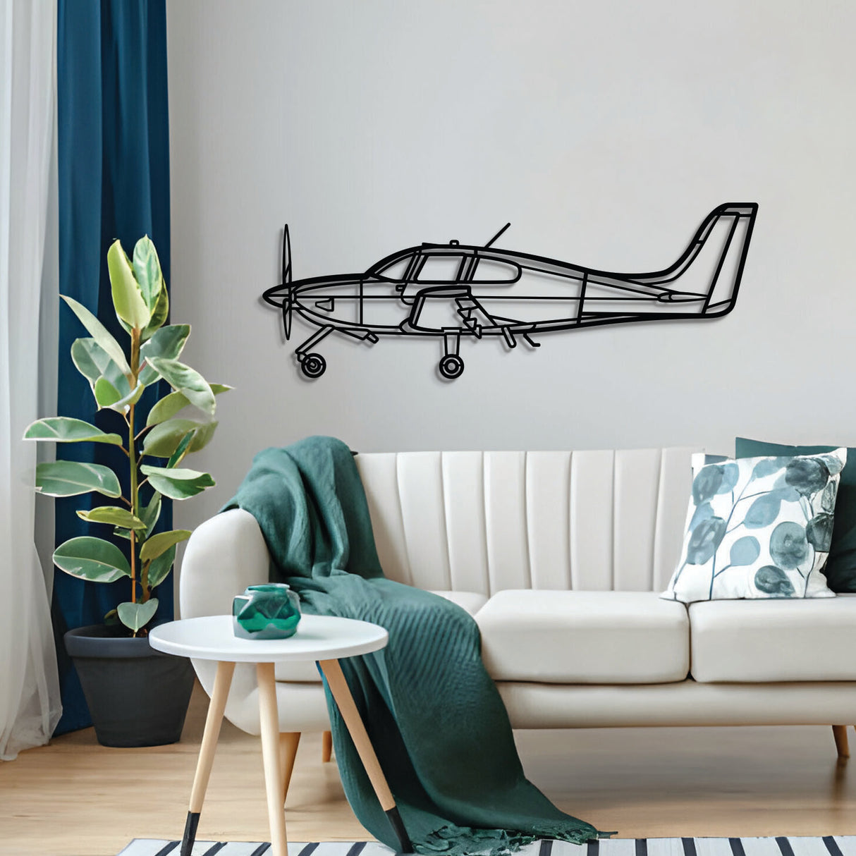 Navigate Craft SR-20 metal airplane décor, ready-to-hang with elevation screws, aviation gift idea