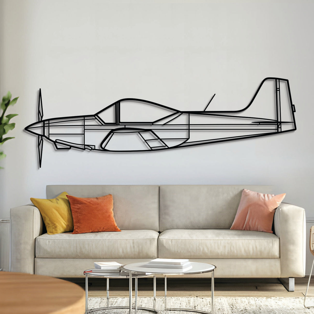 Falco F8L Italian two‑seat aerobatic homebuilt aircraft silhouette – laser‑cut 2 mm steel, textured matte powder‑coat, ready to hang