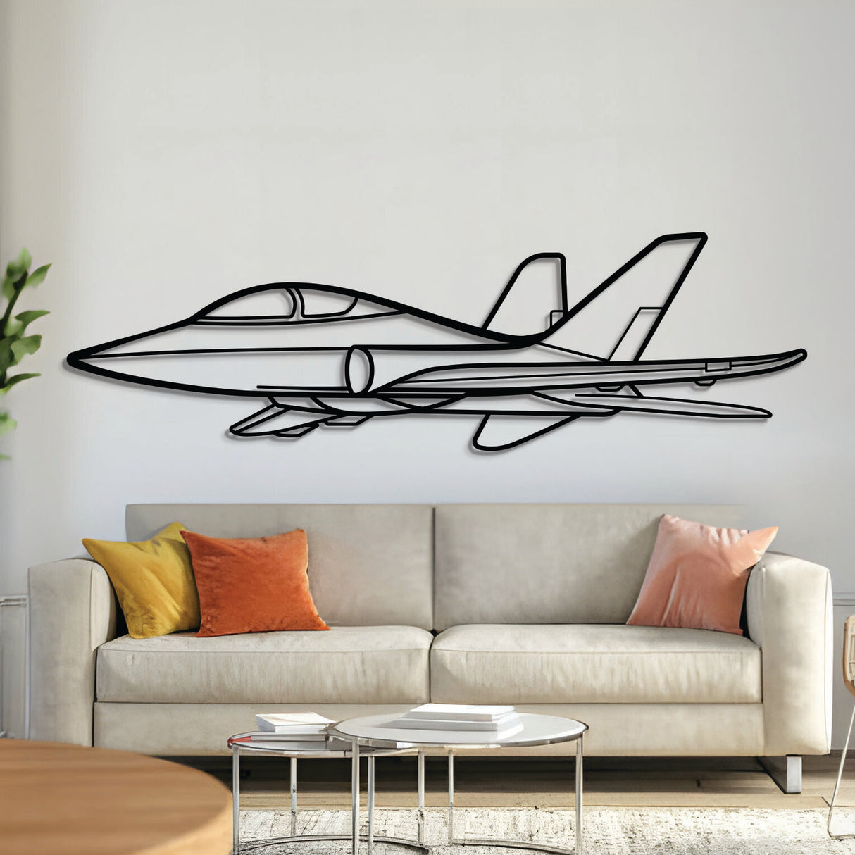 Super Scorpion metal aircraft wall art in 2 mm laser‑cut steel with matte powder‑coated textured finish and 3D elevation screws