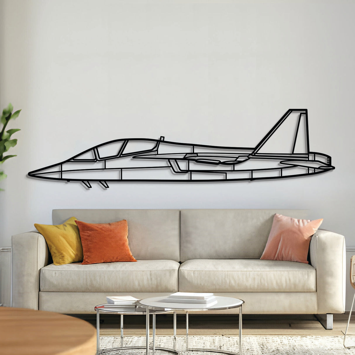 T‑7 Red Hawk metal aircraft wall art in 2 mm laser‑cut steel with matte textured powder‑coated finish and 3D elevation screws