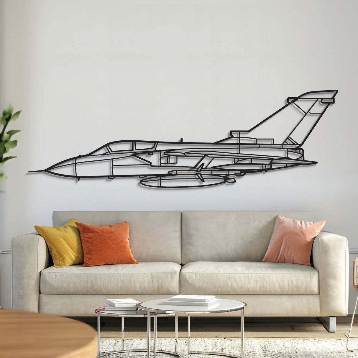 Tornado IDS metal aircraft wall art in 2 mm laser‑cut steel with matte textured powder‑coated finish and 3D elevation screws