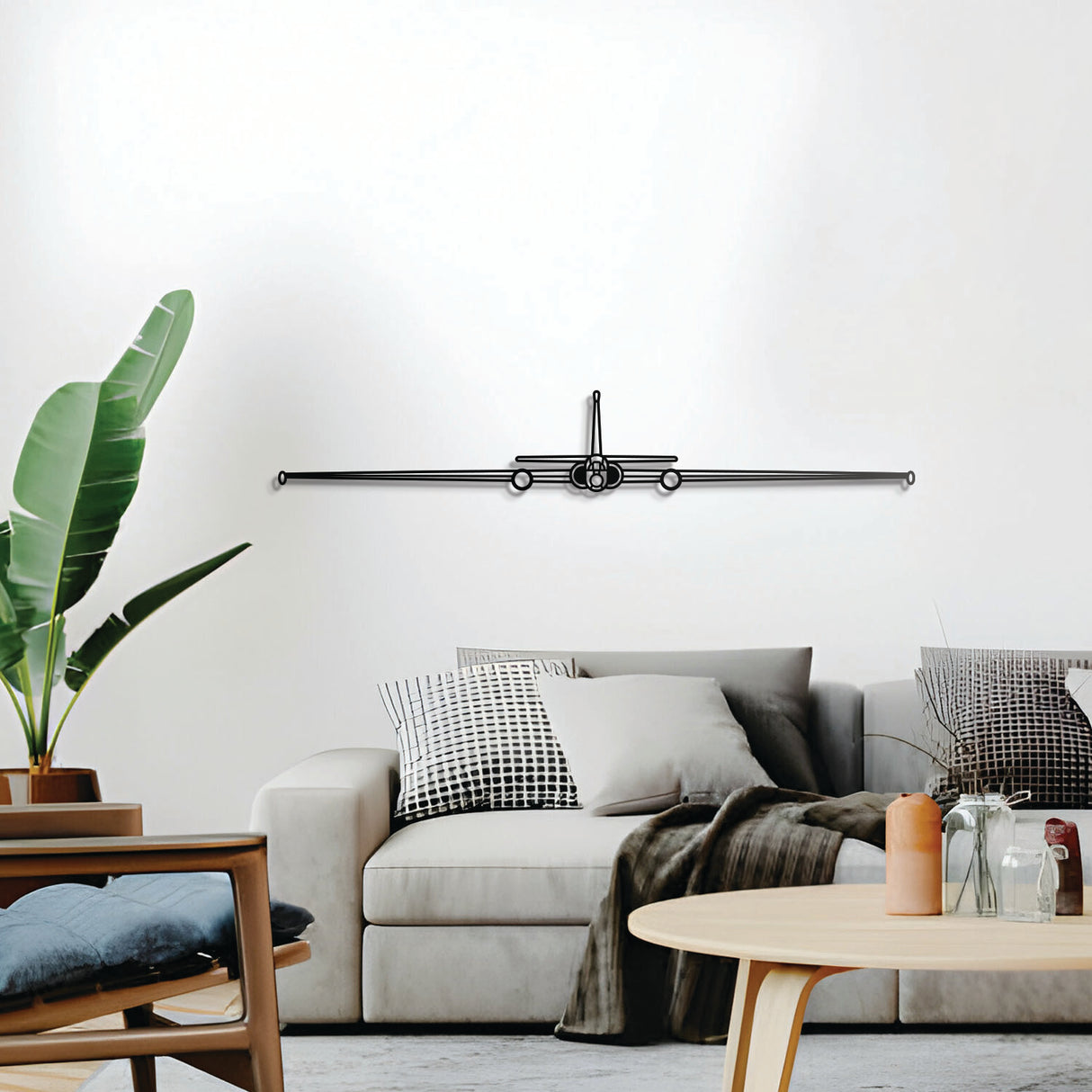 U‑2 Dragon Lady metal wall décor, textured matte steel elevated 1 cm for sleek floating aviation design