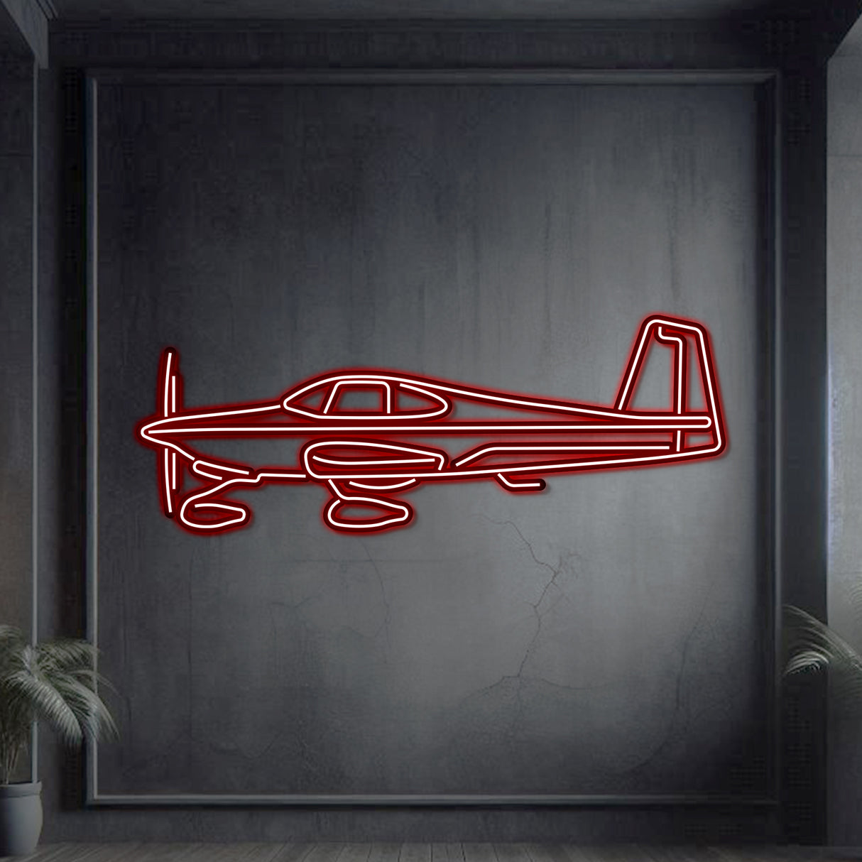 Matte-finish RV‑10 neon aircraft wall art, ideal aviation heritage gift for special occasions like birthdays or retirements