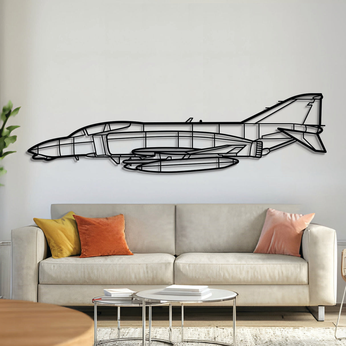 F‑4B Phantom II Navy metal aircraft wall art – laser-cut steel silhouette with matte powder-coated finish and floating 3D effect