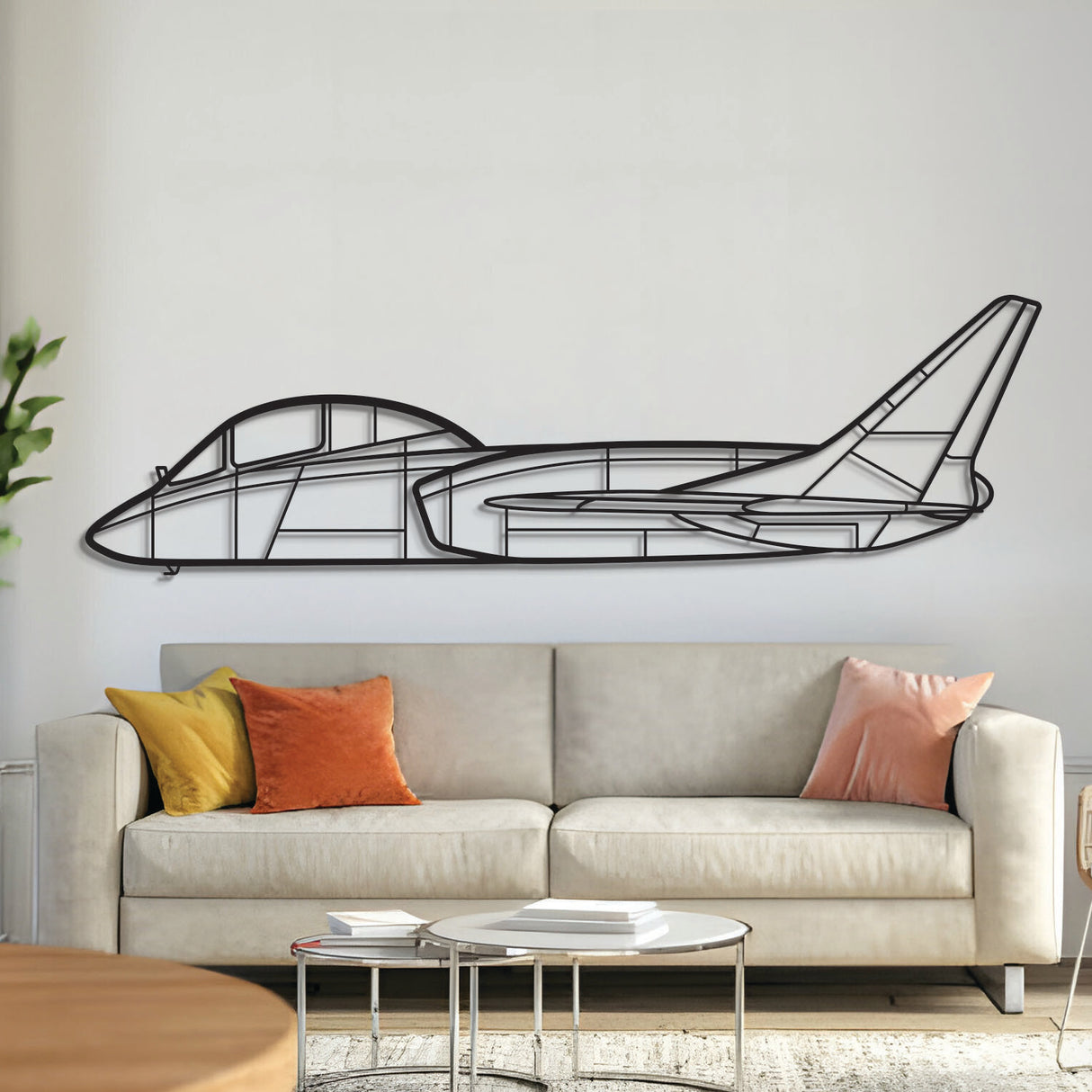 Vought F7U‑3 Cutlass tailless naval fighter‑bomber silhouette – laser‑cut 2 mm steel, textured matte powder‑coat finish, ready to hang