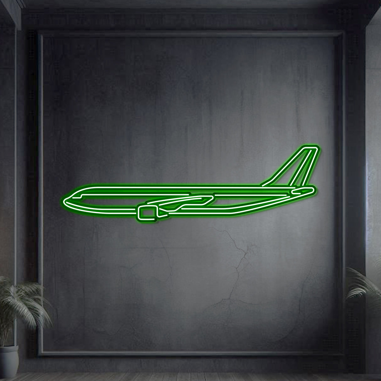 Metal neon A300-600F wall art, matte finish 2 mm steel, ready to hang, aviation centerpiece
