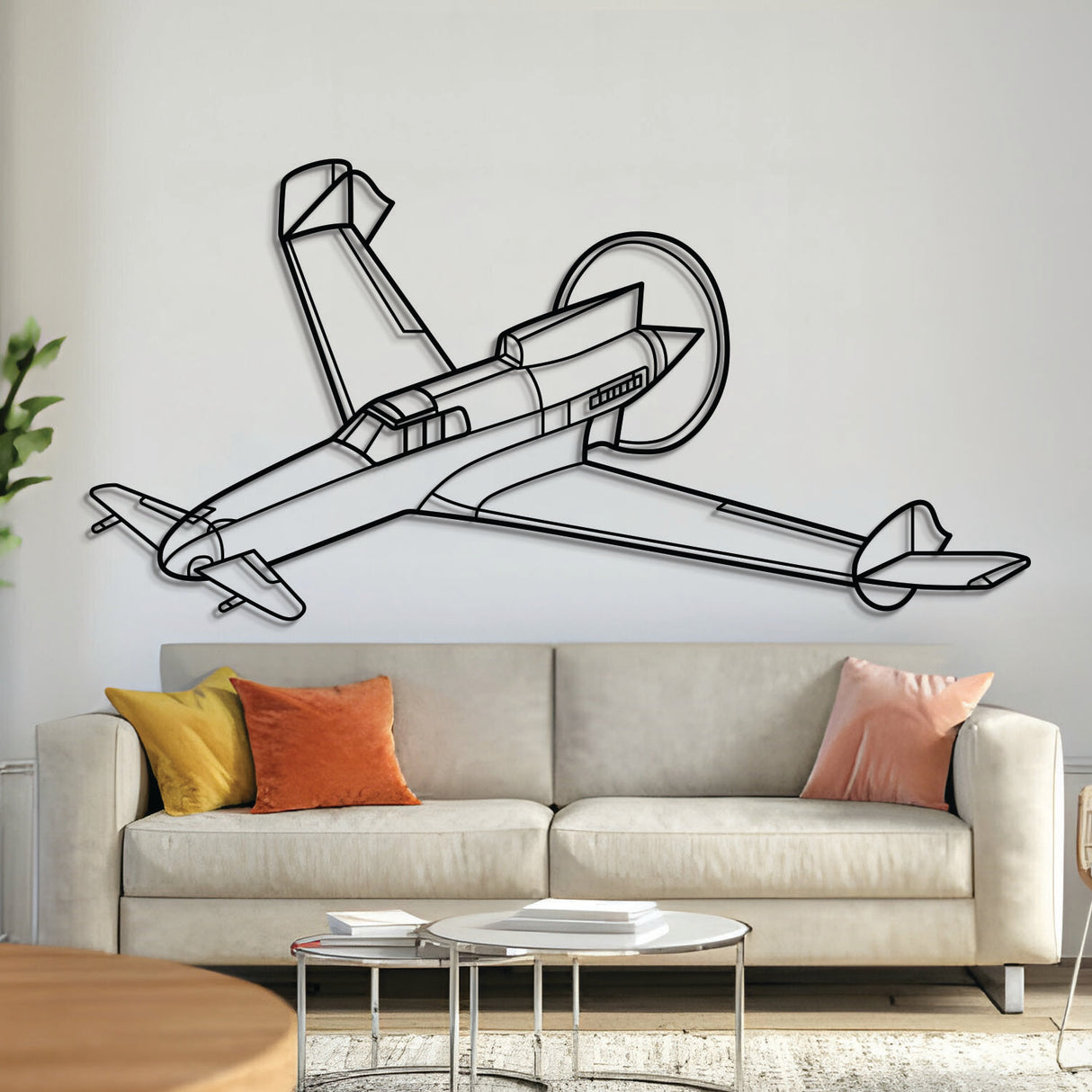 XP-55 Ascender angle wall art, laser-cut 2 mm steel with matte powder coat and floating 3D effect
