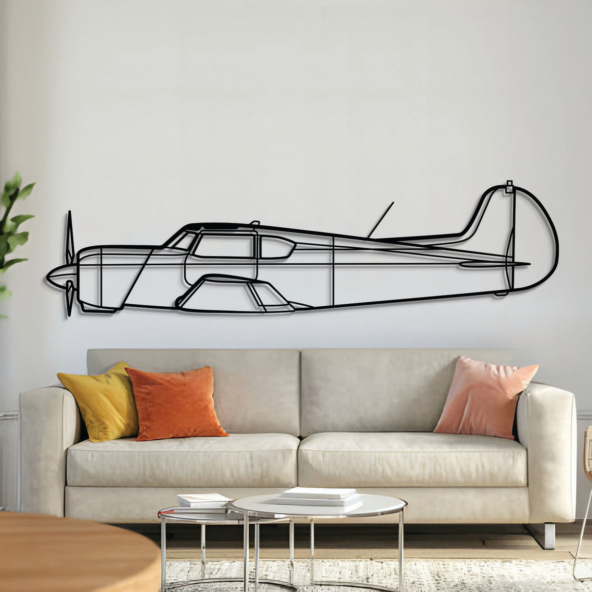Yakovlev Yak‑18T aerobatic trainer aircraft silhouette metal wall art – laser‑cut 2 mm steel, textured matte powder‑coat, ready to hang