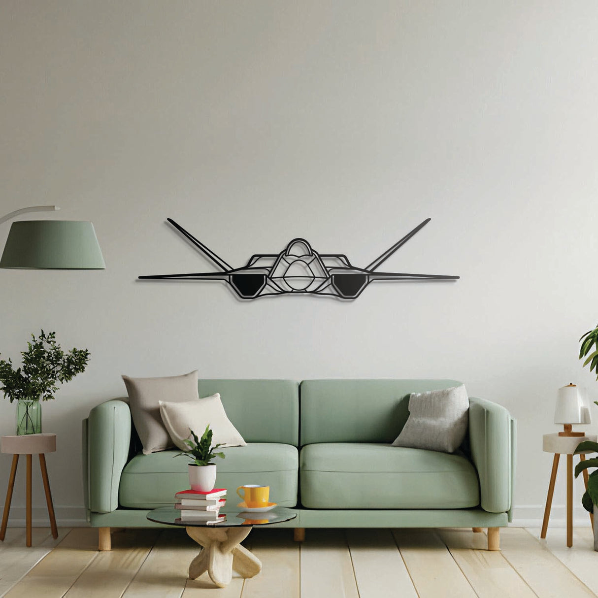Aviation décor: YF‑23 metal wall art in matte steel with floating 3D effect—ideal for hangar or office