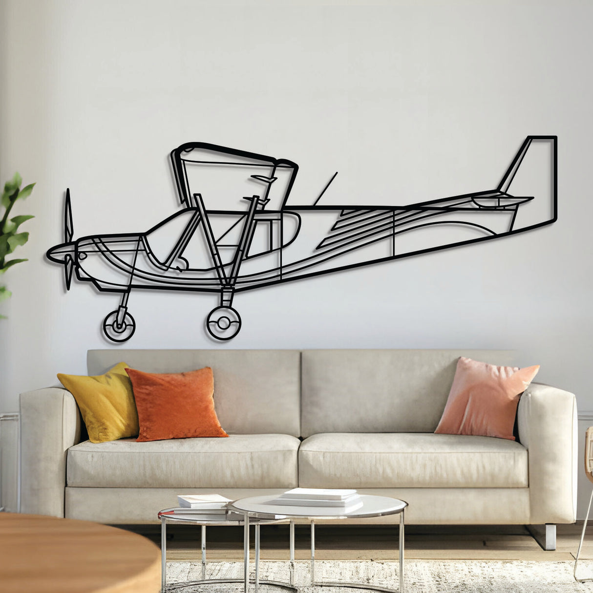 Zenith STOL CH‑750 kit bush plane silhouette – laser‑cut 2 mm steel, textured matte powder‑coat finish, ready to hang