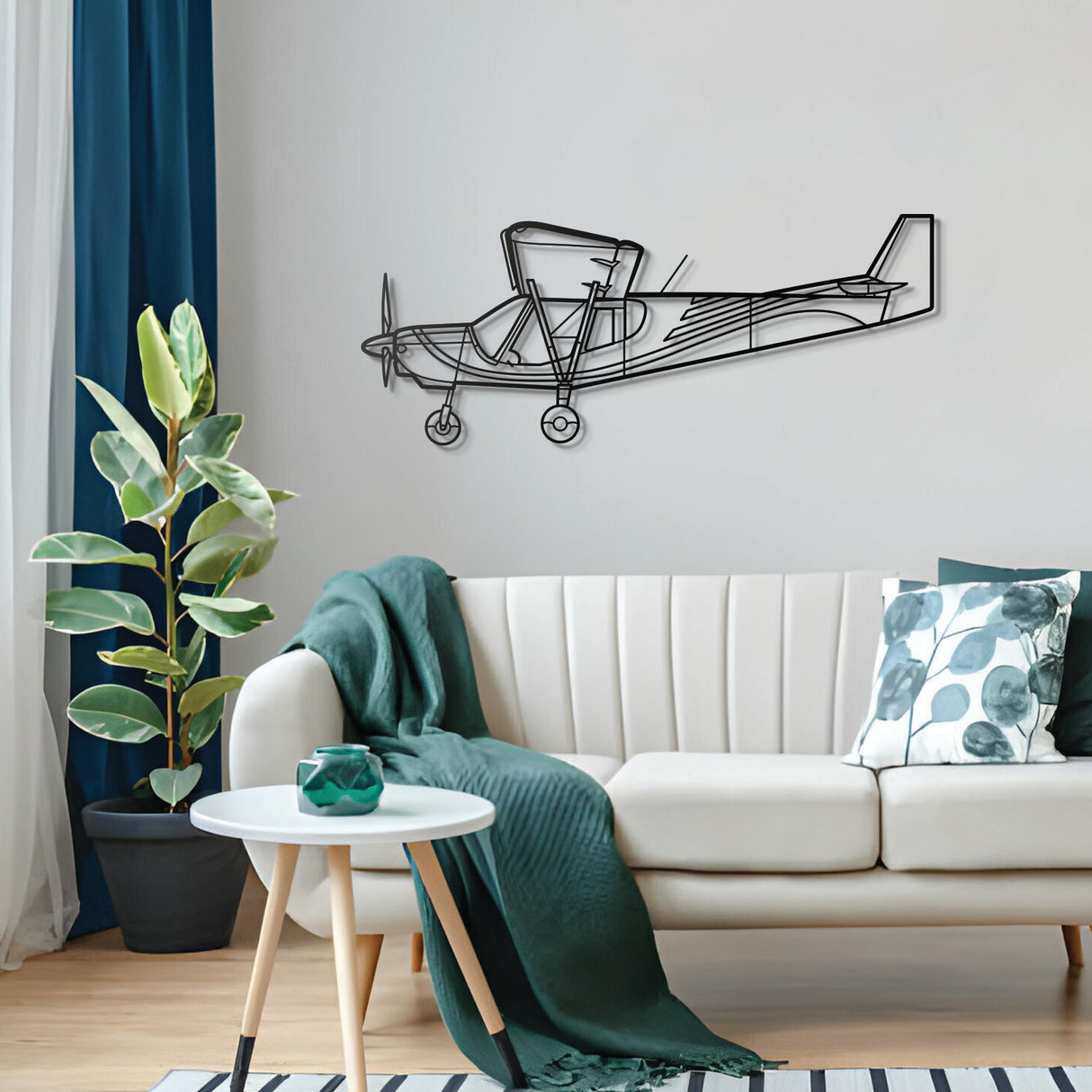 Historic STOL CH‑750 silhouette – powder‑coated matte finish blending with contemporary interiors; designed for off-airport, rough field operations with fixed leading-edge slats and flaperons