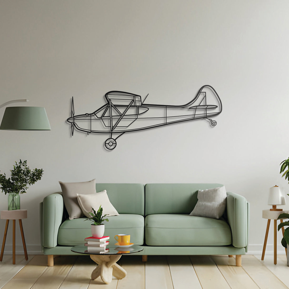 Savage Cruiser metal wall decor – precision laser‑cut high‑wing plane profile floating slightly off the wall for dimensional appeal