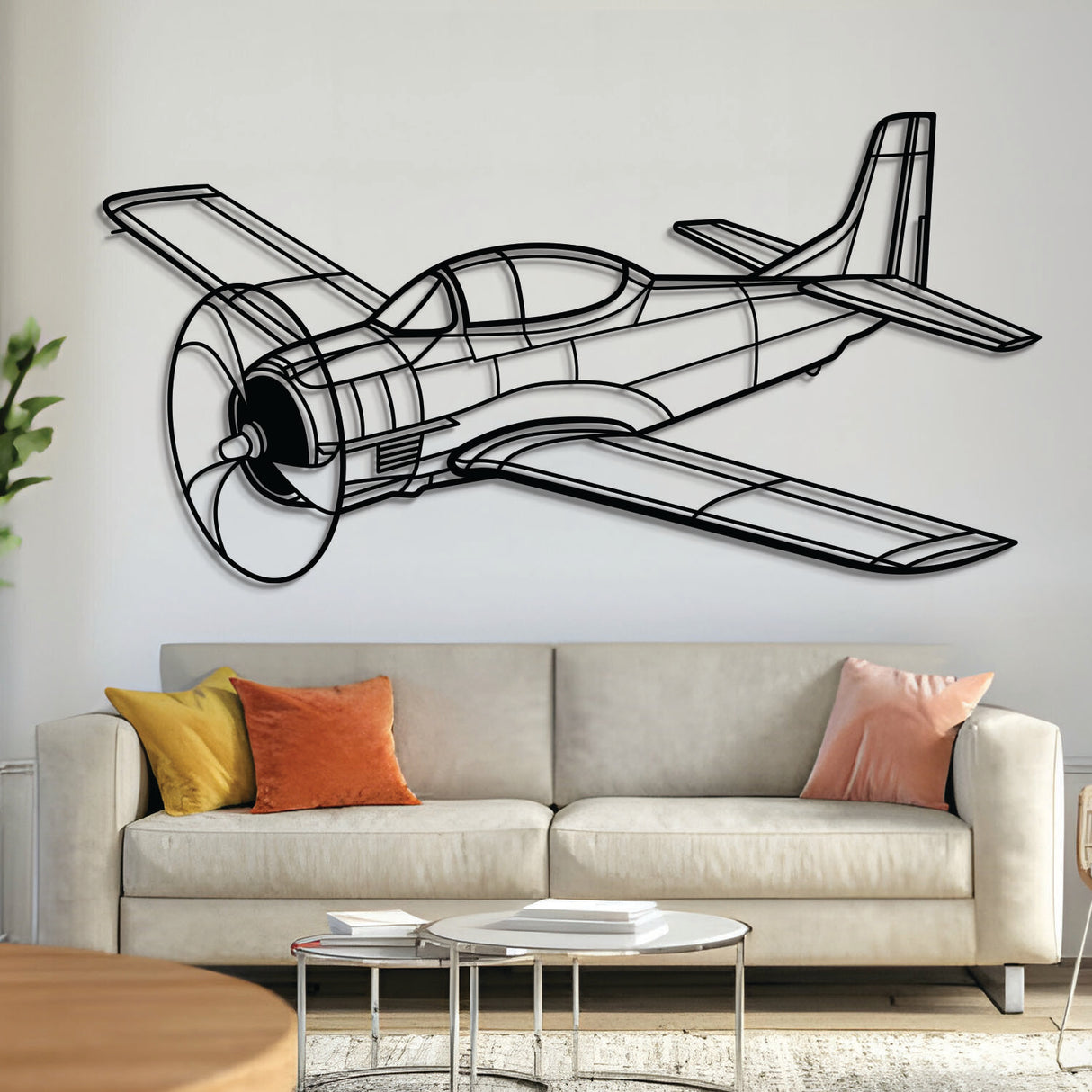 T-28 Trojan Angle Metal Aircraft Wall Art - NCP0141