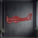 177A metal neon wall décor, textured matte steel lifted 1 cm for sleek 3D floating aviation design
