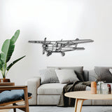 182 Skylane aircraft wall décor, textured matte steel elevated 1 cm via spacers for sleek floating aviation design