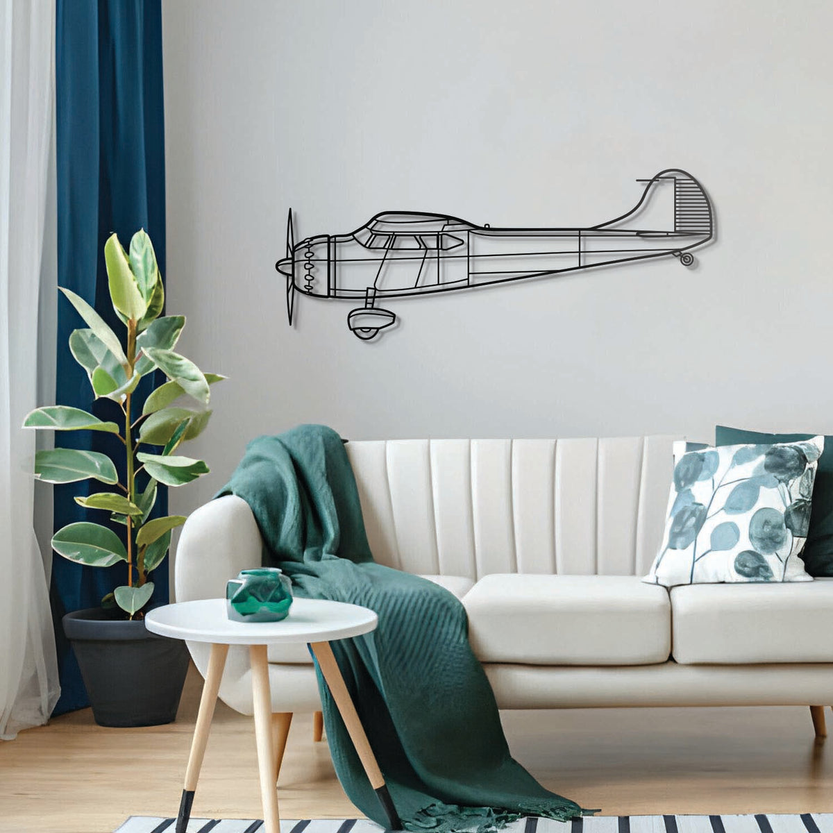Premium 195 metal wall art, no‑assembly for sizes under 40″, sleek matte textured steel fits hangar or modern interiors