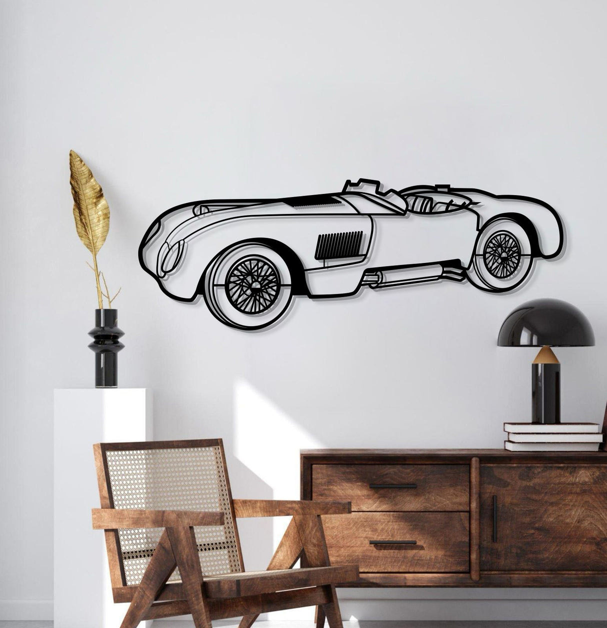 1953 C Type Perspective Metal Car Wall Art - NC1276