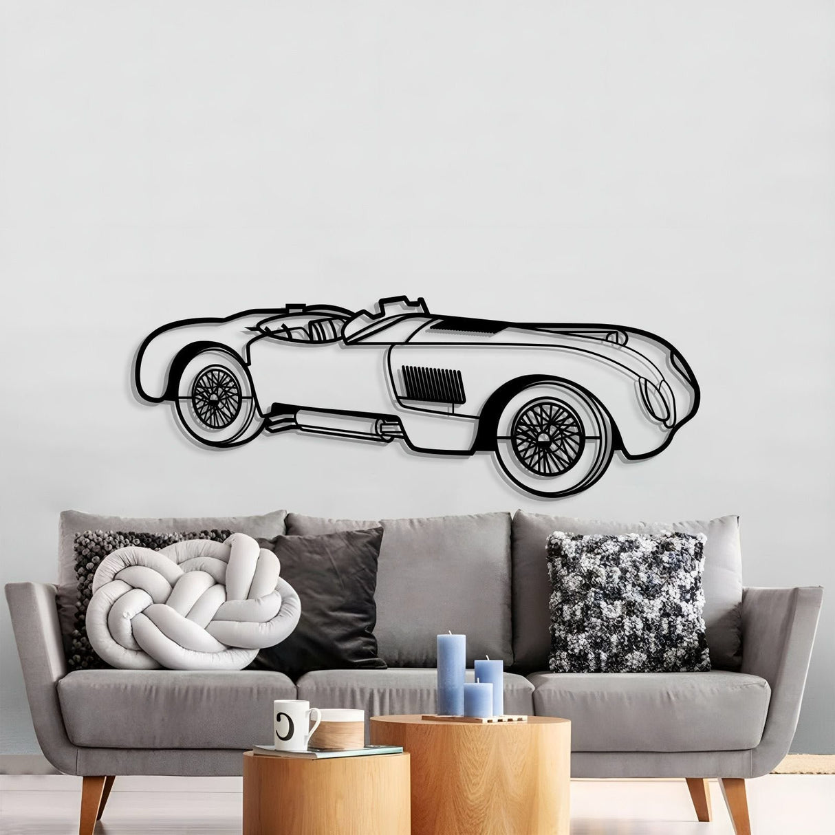 1953 C Type Perspective Metal Car Wall Art - NC1276