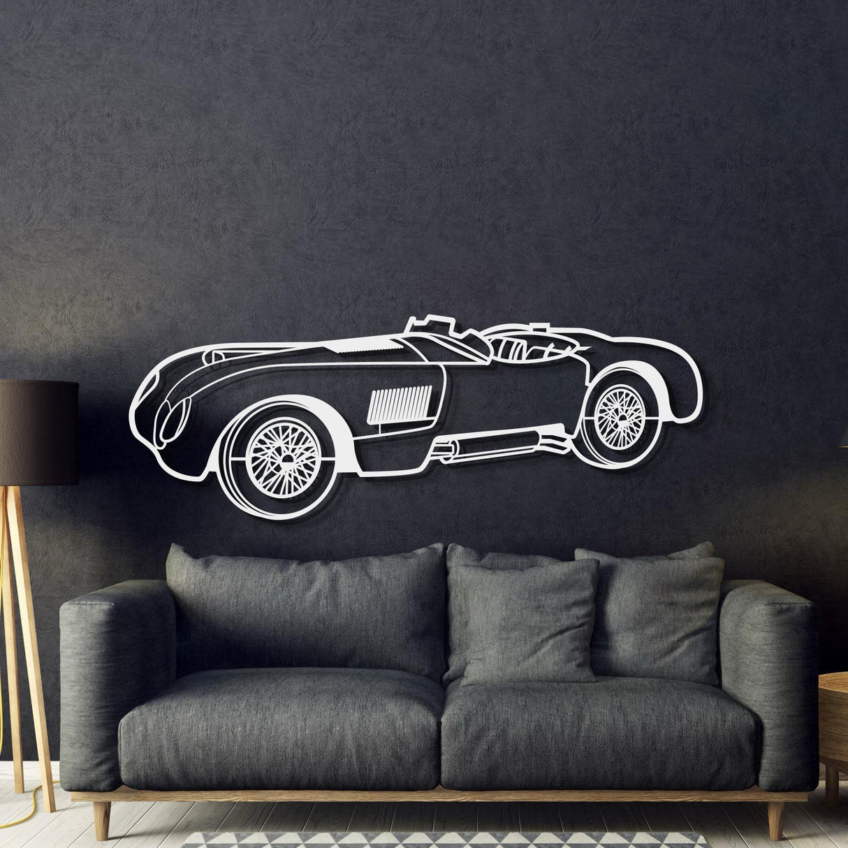 1953 C Type Perspective Metal Car Wall Art - NC1276