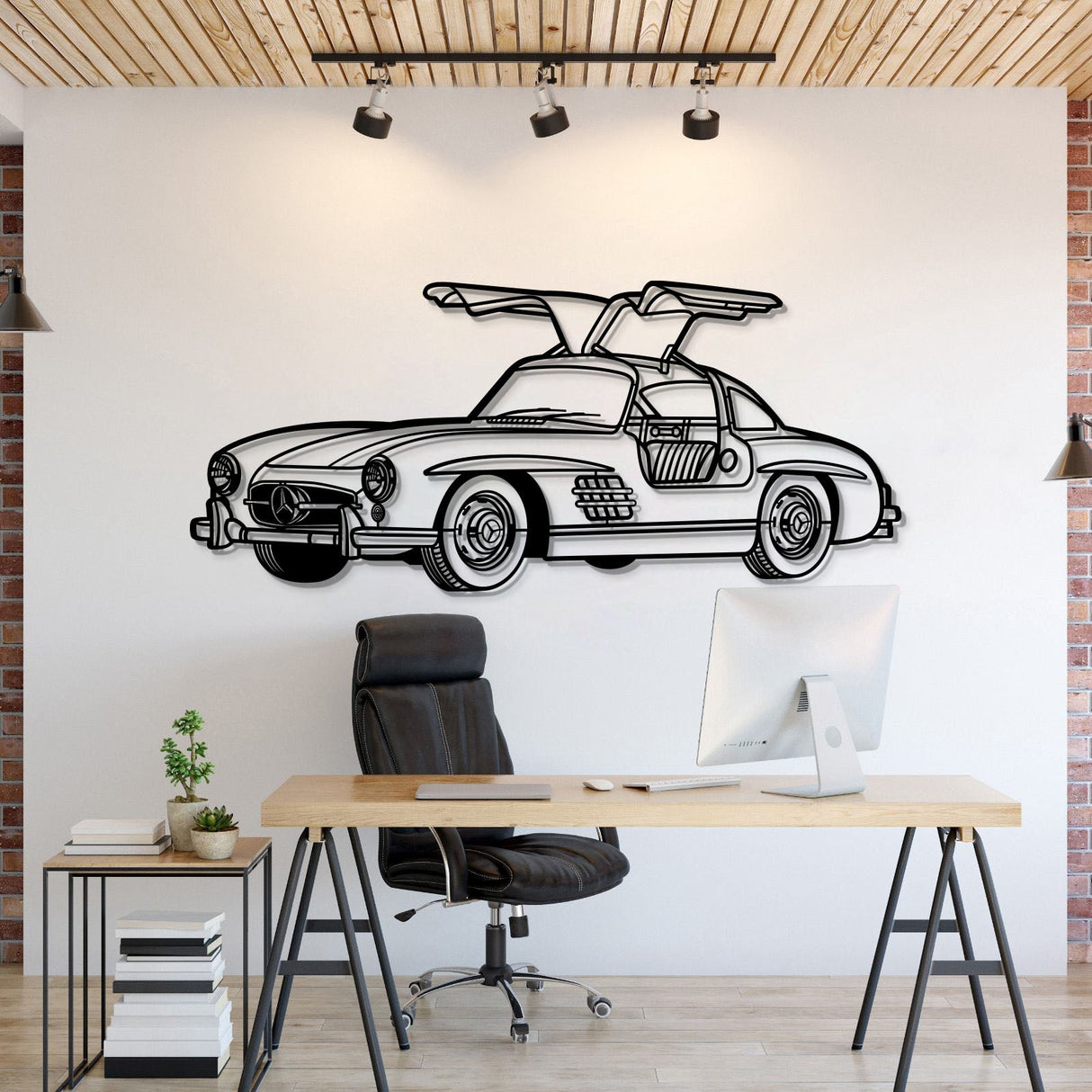 1955 300SL Perspective Metal Car Wall Art - NC1171