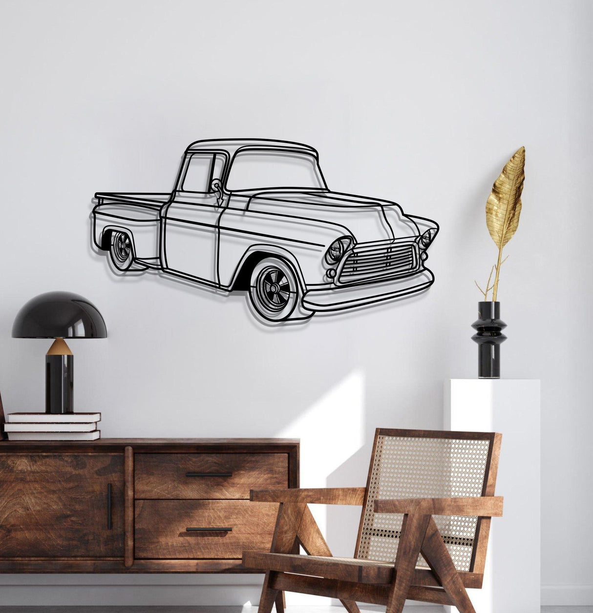 1956 Apache 3100 Big Window Perspective Metal Car Wall Art - NC1147