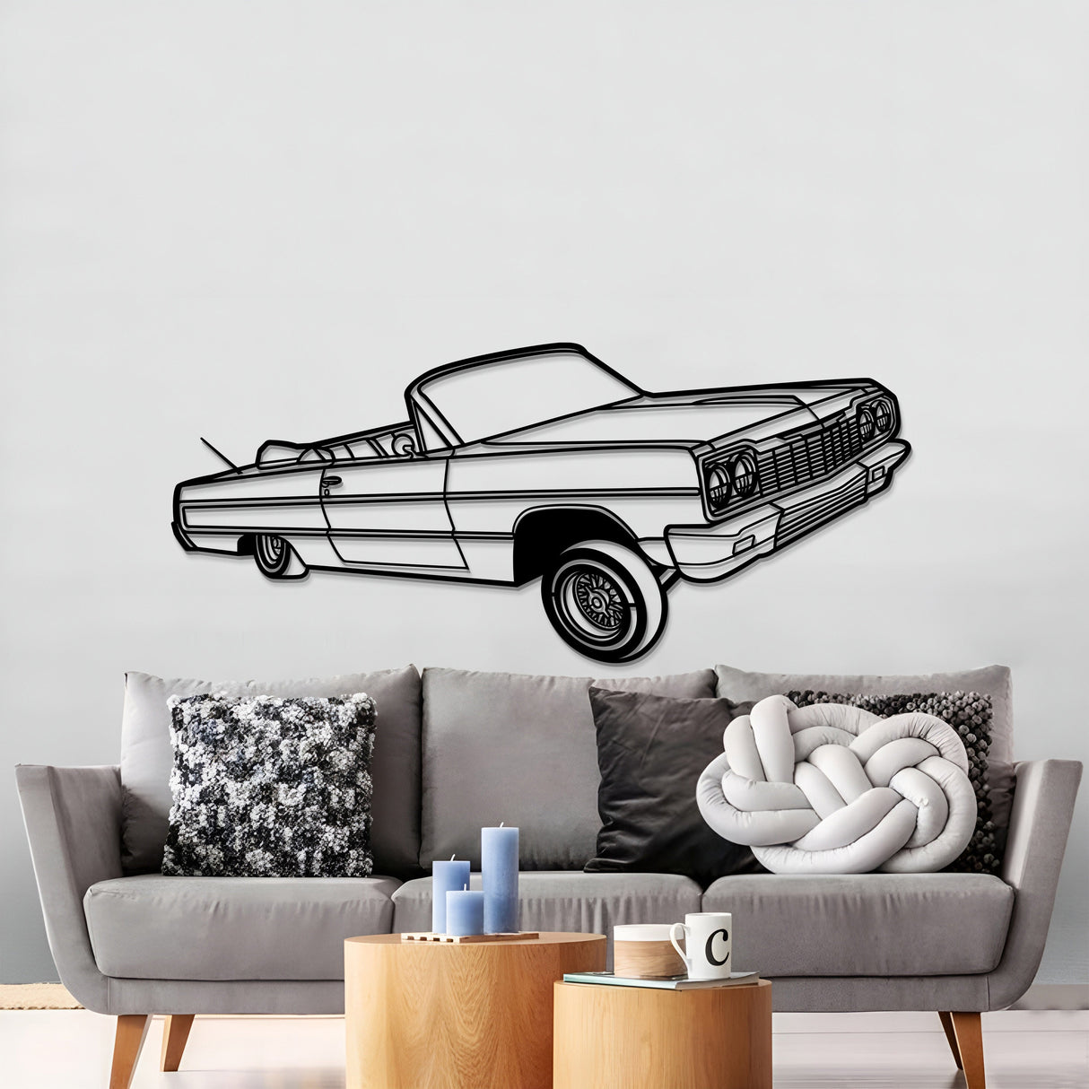 1964 Impala Convertible Lowrider Perspective Metal Car Wall Art - NC1149