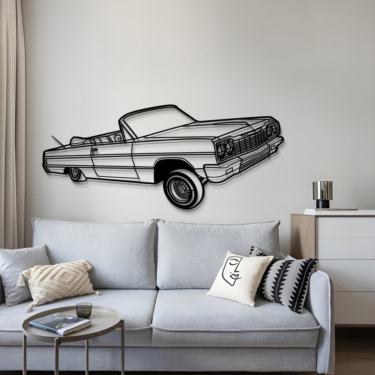 1964 Impala Convertible Lowrider Perspective Metal Car Wall Art - NC1149