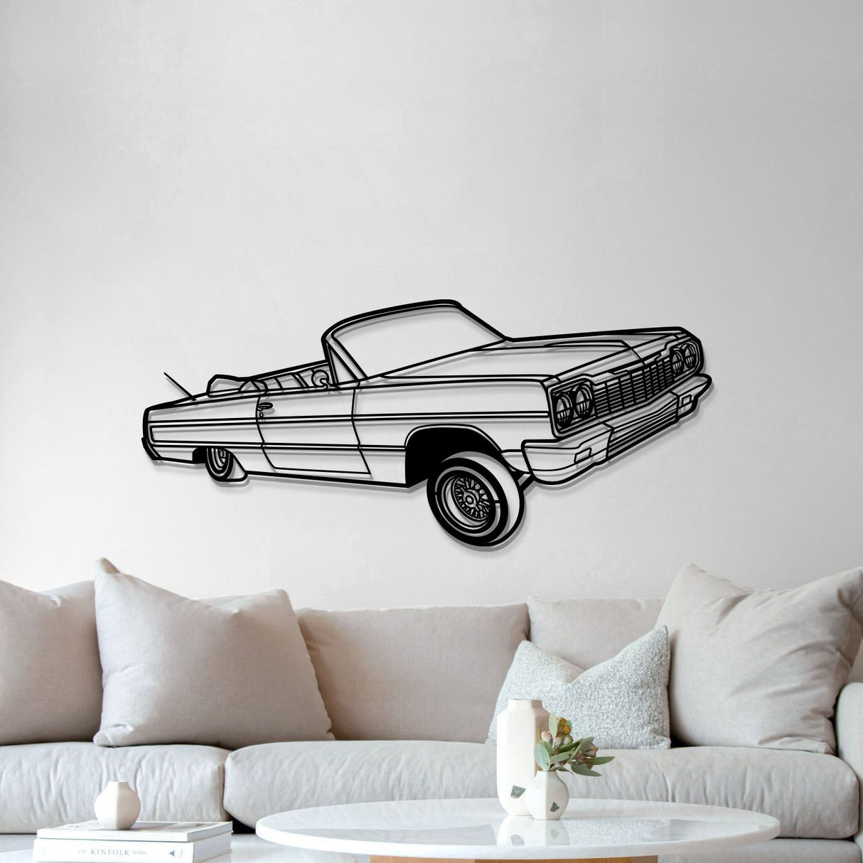 1964 Impala Convertible Lowrider Perspective Metal Car Wall Art - NC1149