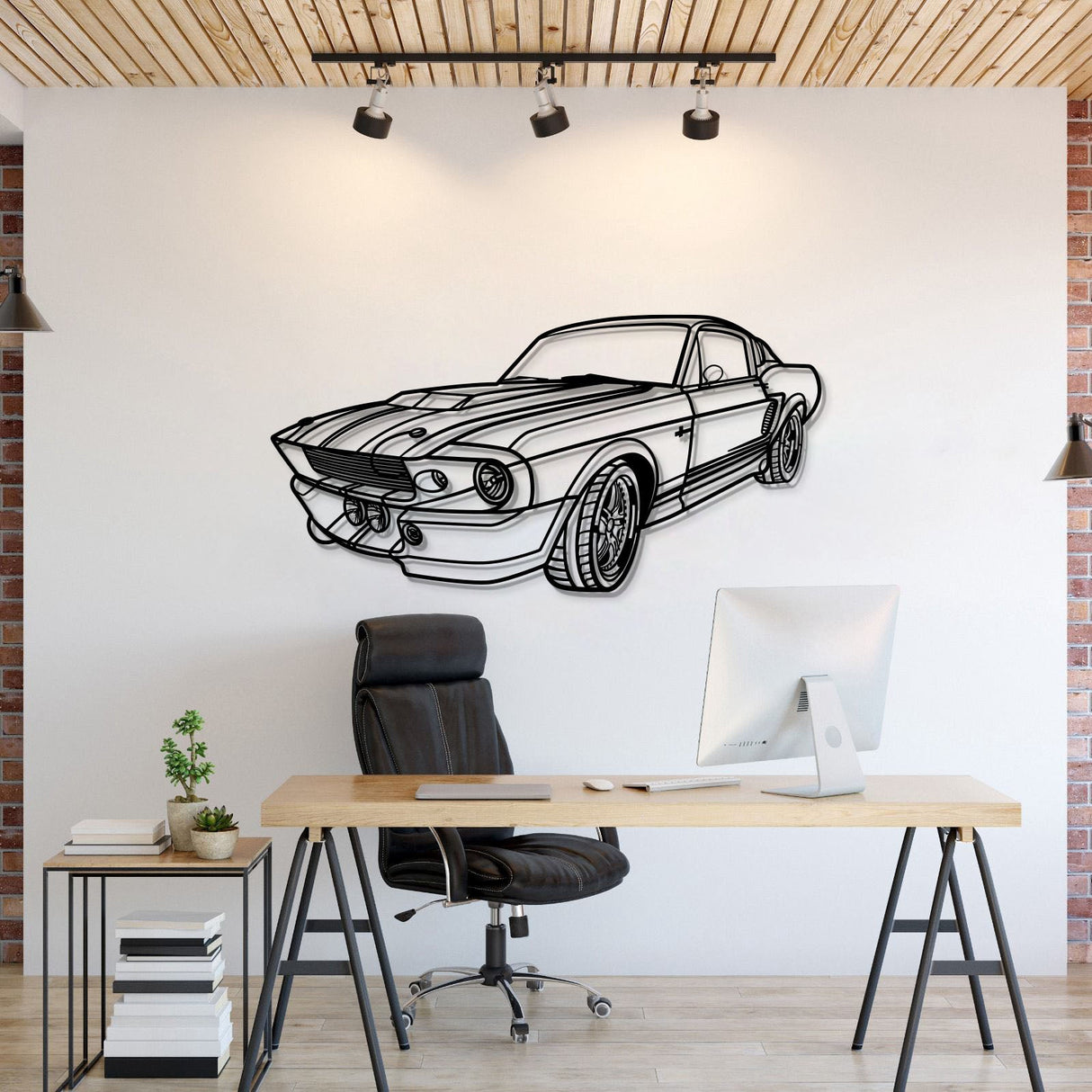 1967 Mustang GT500 Fastback Perspective Metal Car Wall Art - NC1155