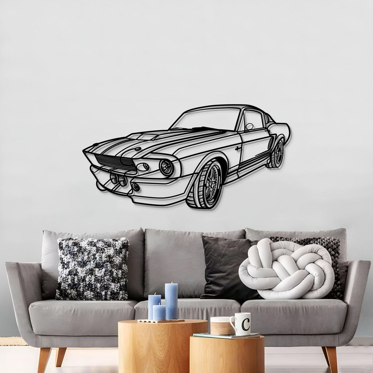 1967 Mustang GT500 Fastback Perspective Metal Car Wall Art - NC1155