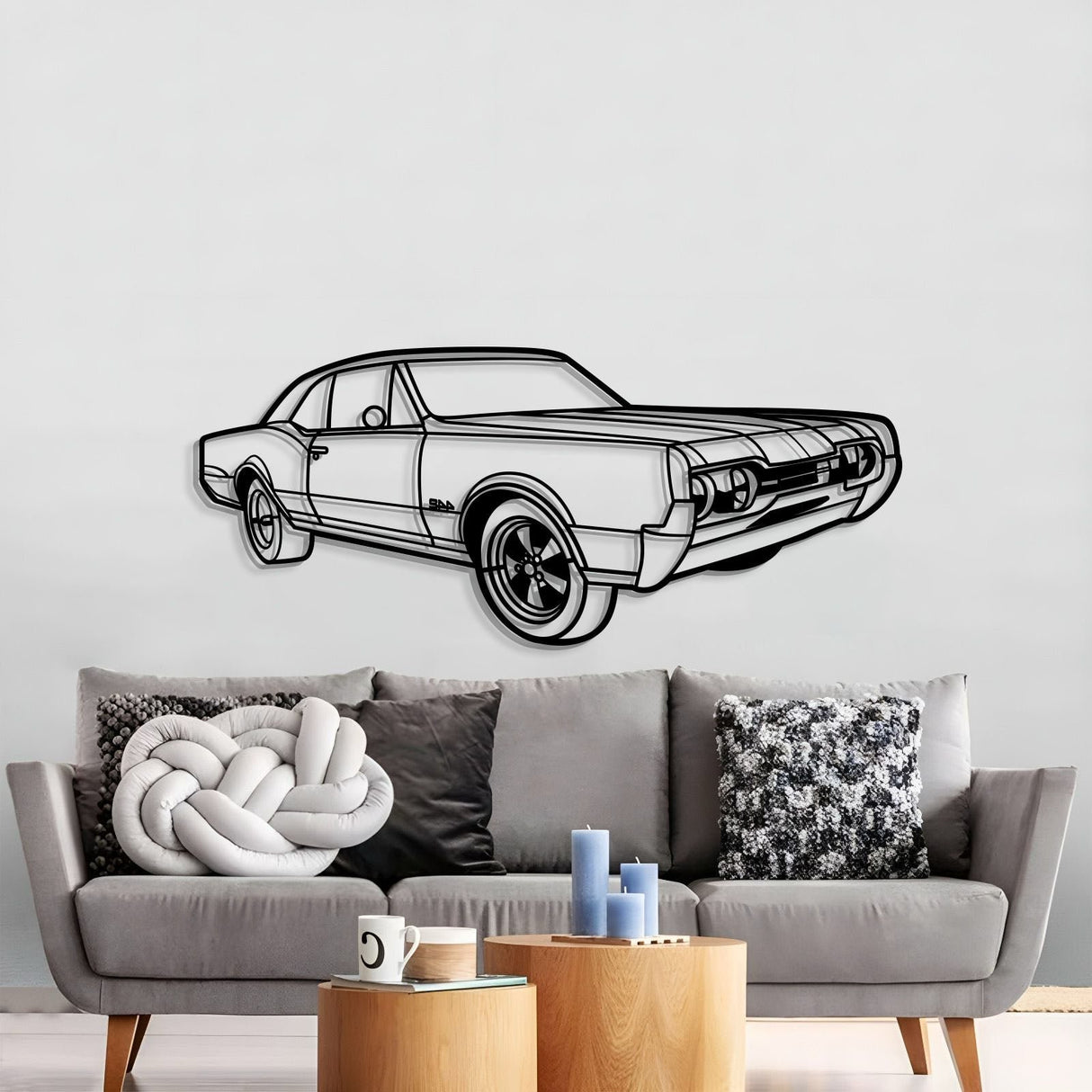 1967 Cutlass 442 Hardtop Perspective Metal Car Wall Art - NC1283