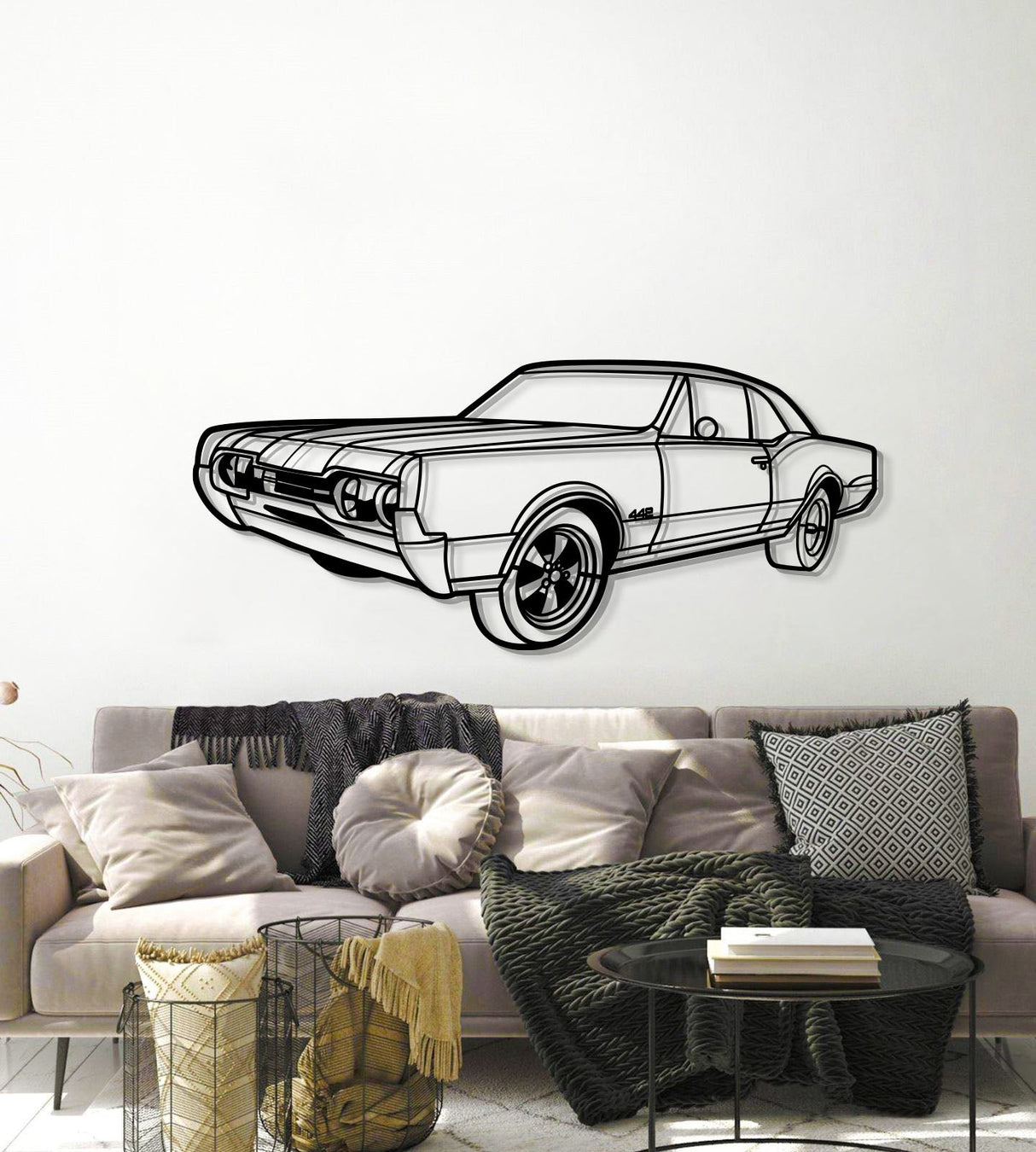 1967 Cutlass 442 Hardtop Perspective Metal Car Wall Art - NC1283