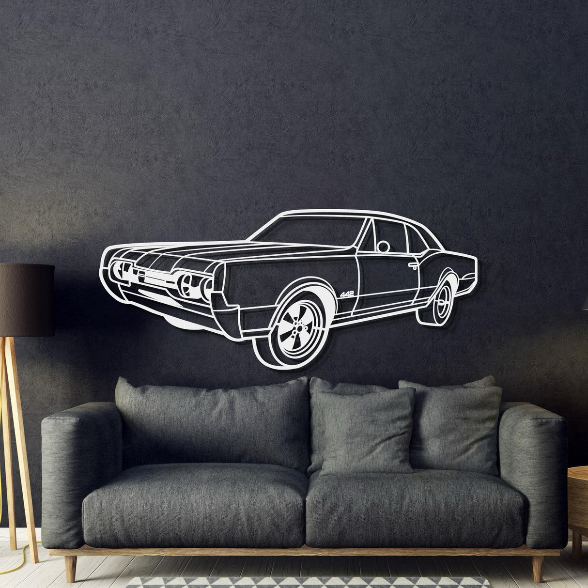 1967 Cutlass 442 Hardtop Perspective Metal Car Wall Art - NC1283