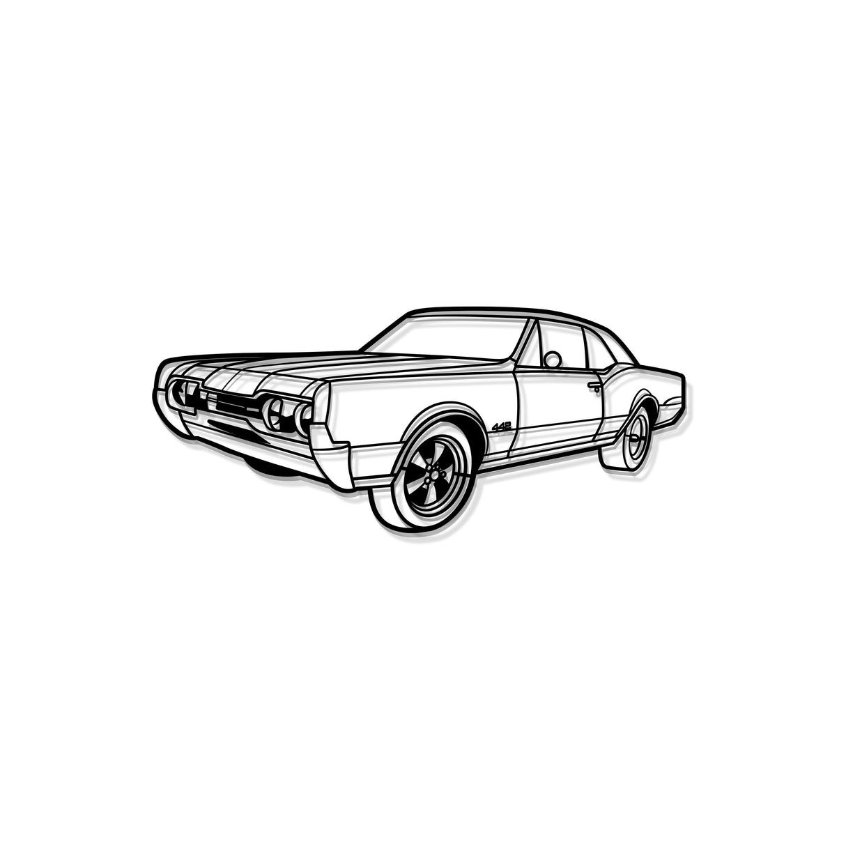 1967 Cutlass 442 Hardtop Perspective Metal Car Wall Art - NC1283