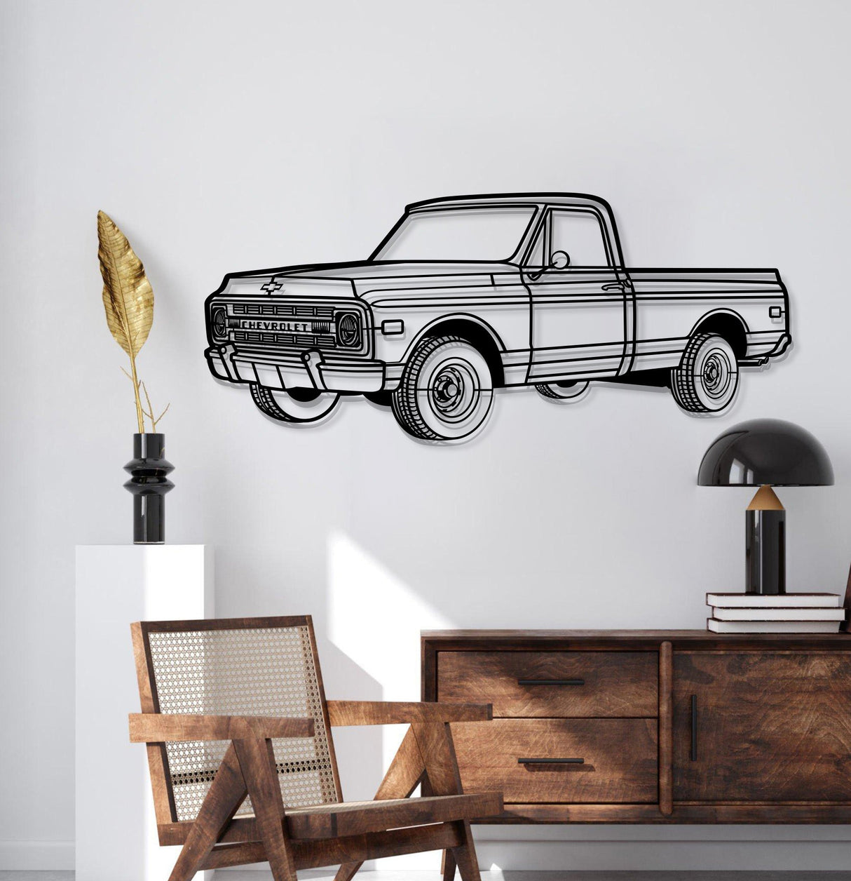 1968 C10 Perspective Metal Car Wall Art - NC1249