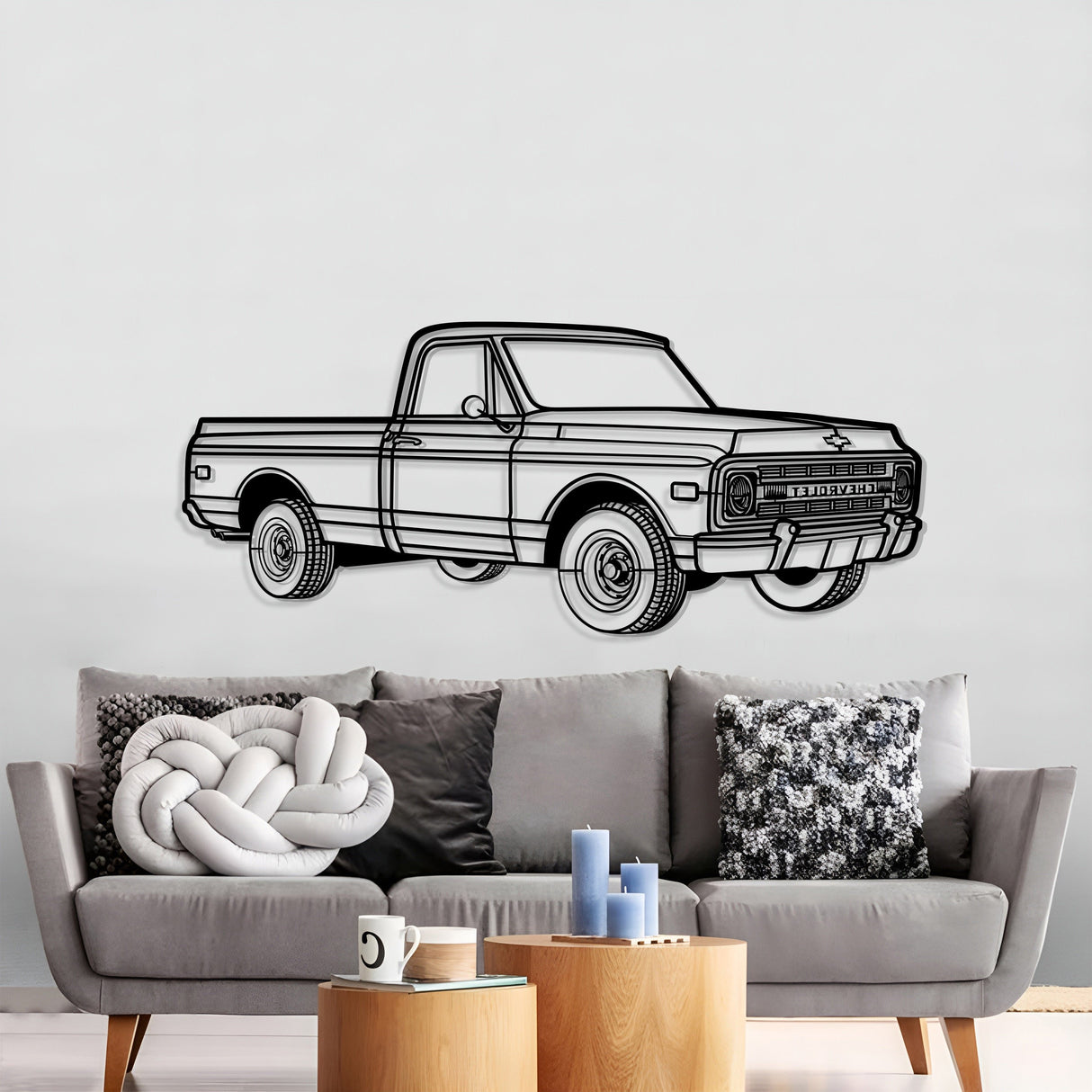 1968 C10 Perspective Metal Car Wall Art - NC1249