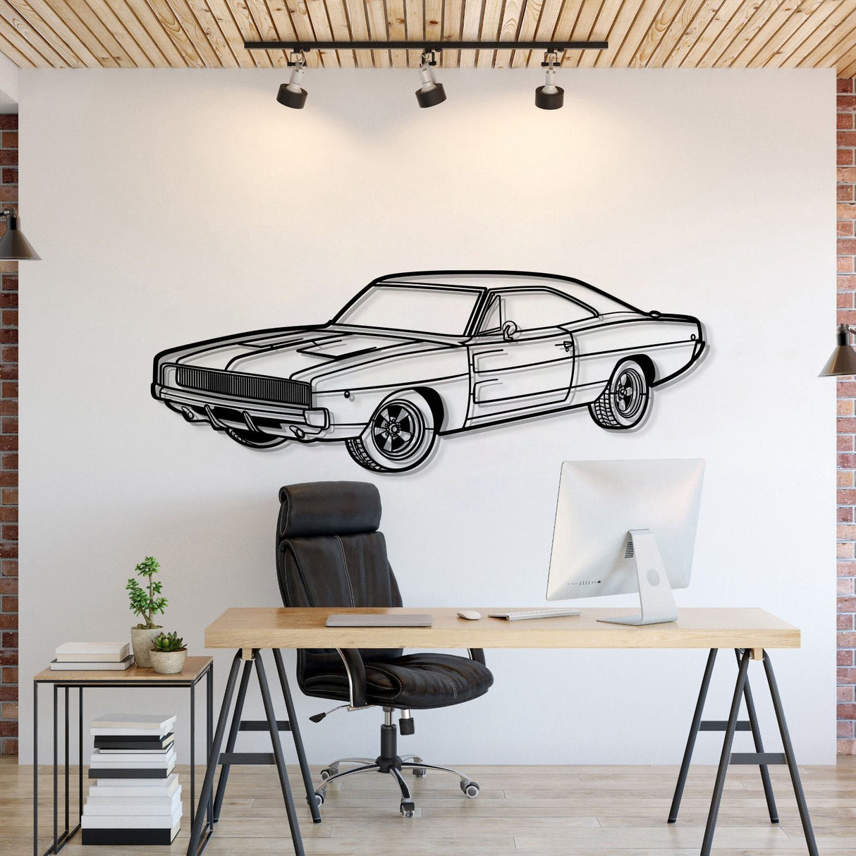 1968 Charger R-T Perspective Metal Car Wall Art - NC1259