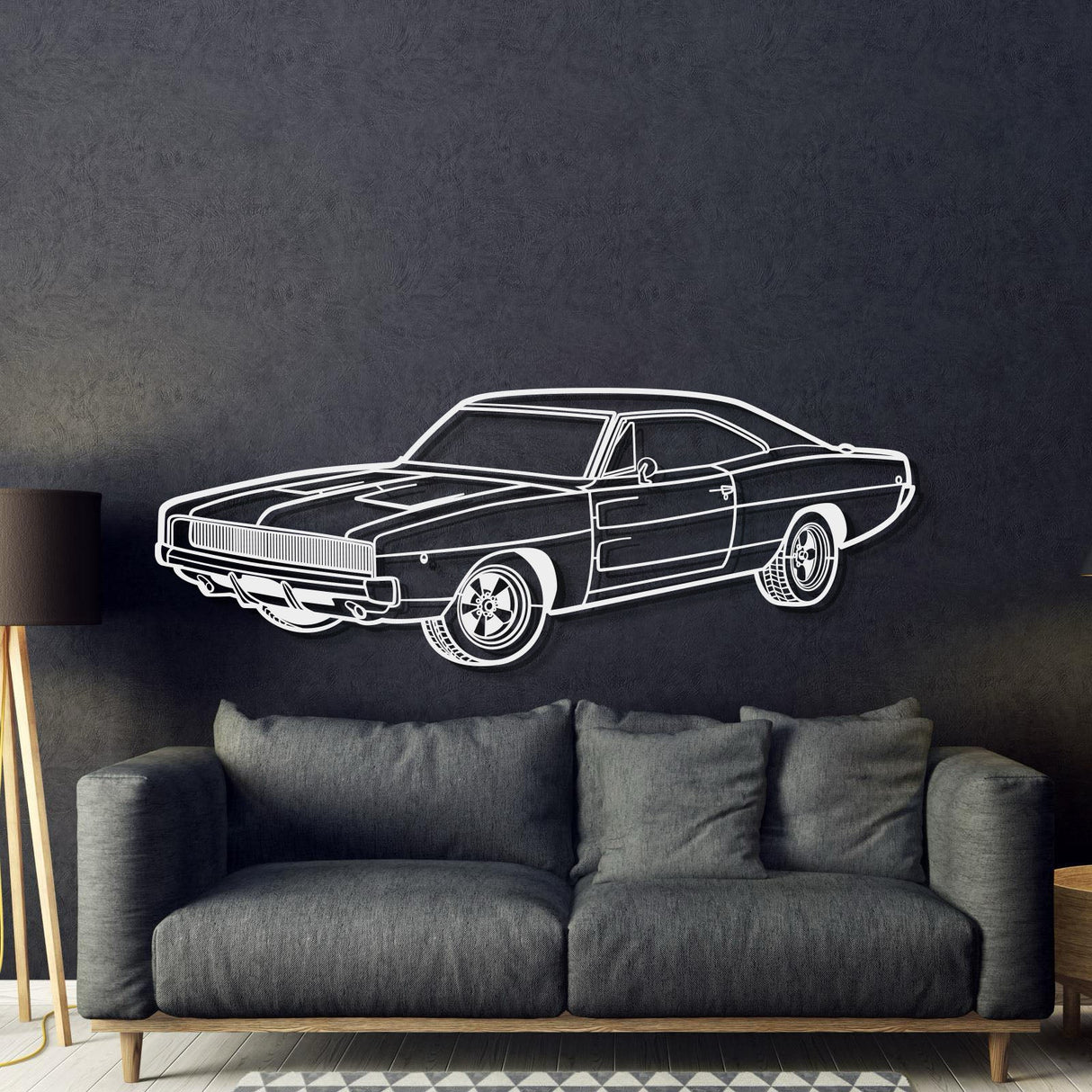 1968 Charger R-T Perspective Metal Car Wall Art - NC1259