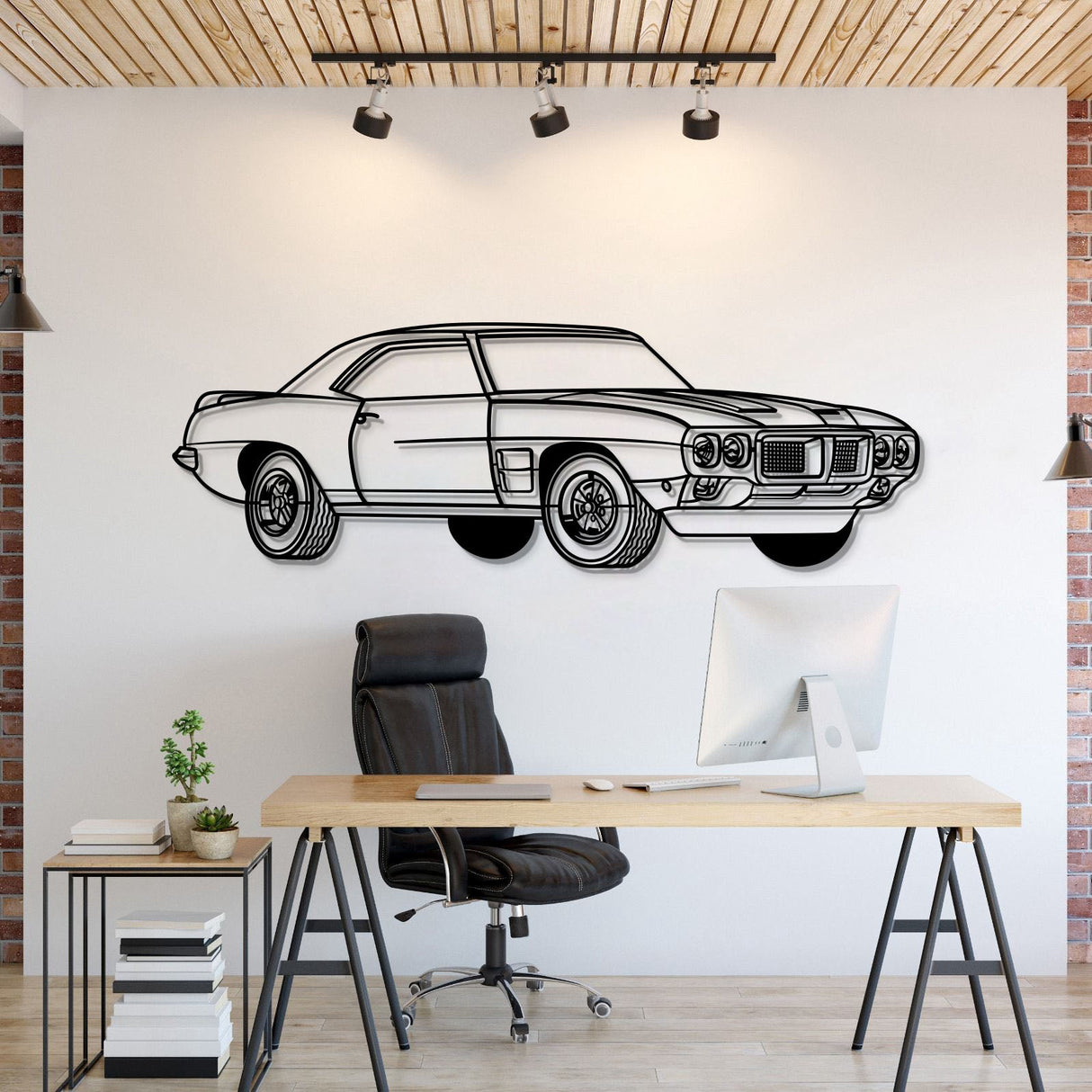 1969 Firebird Trans AM Perspective Metal Car Wall Art - NC1185