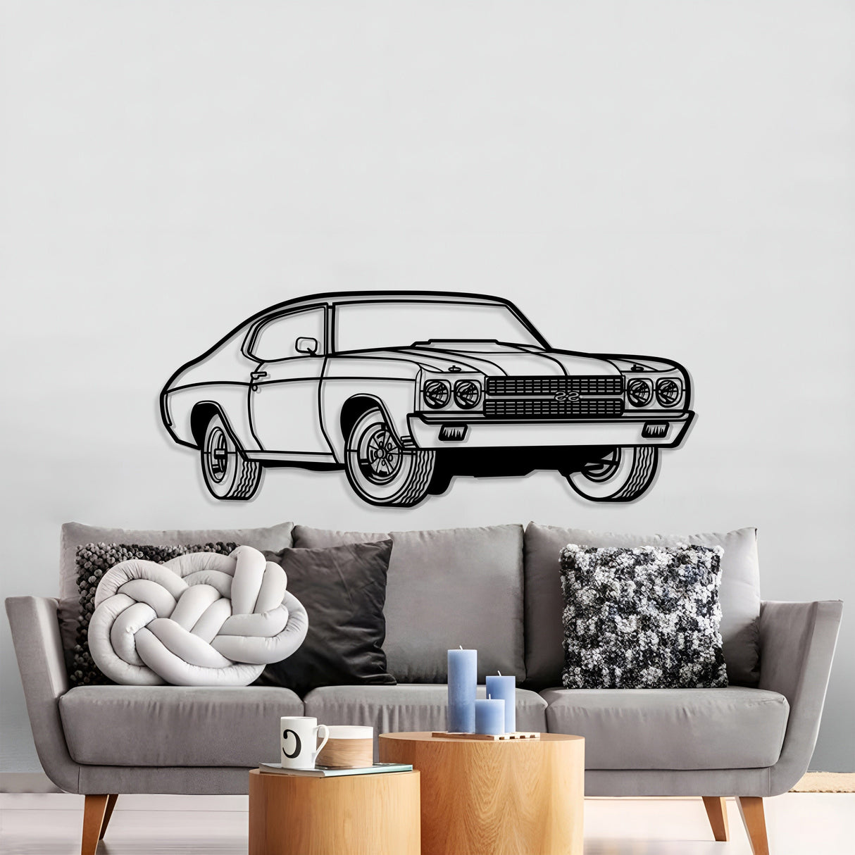 1970 Chevelle SS Perspective Metal Car Wall Art - NC1251