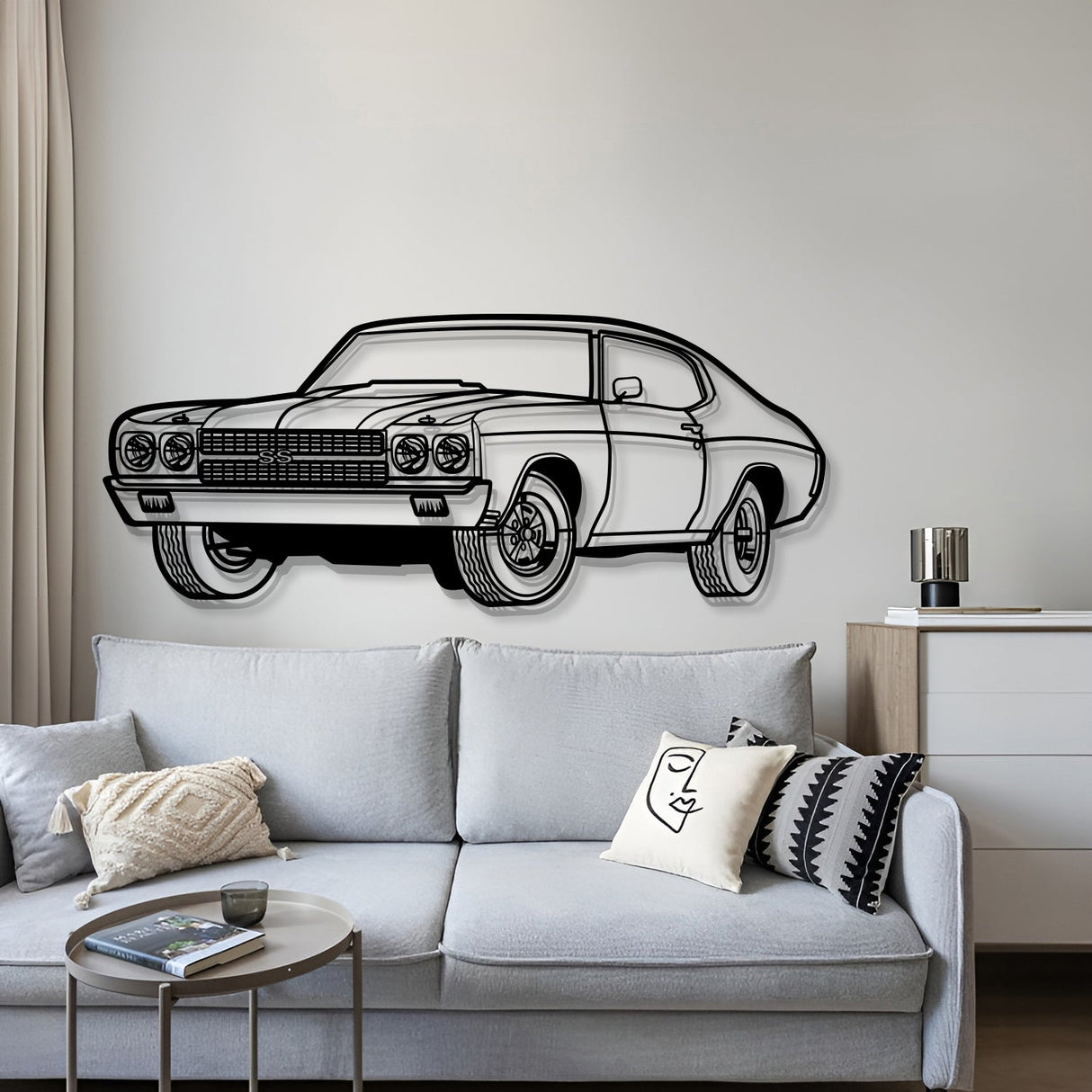 1970 Chevelle SS Perspective Metal Car Wall Art - NC1251