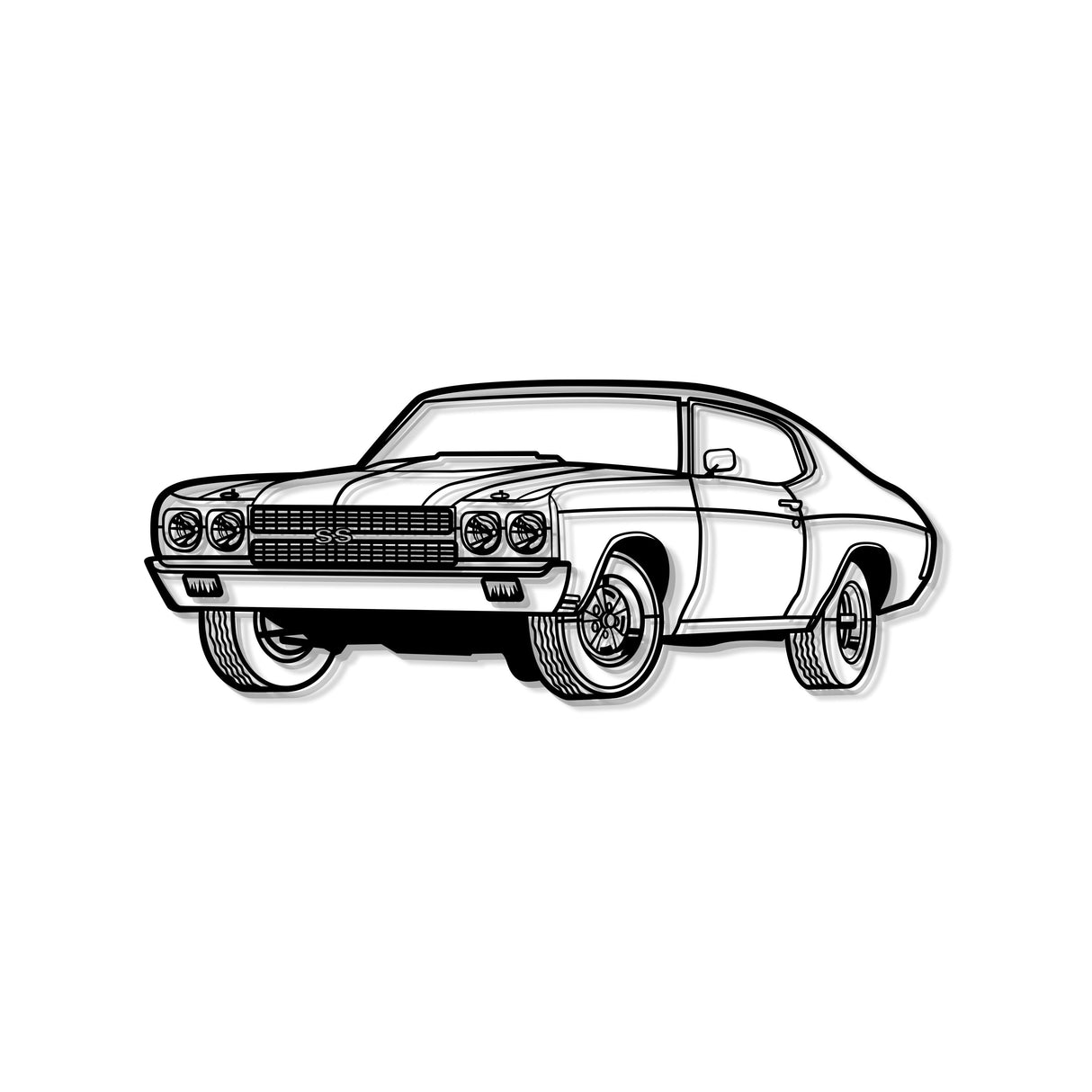 1970 Chevelle SS Perspective Metal Car Wall Art - NC1251