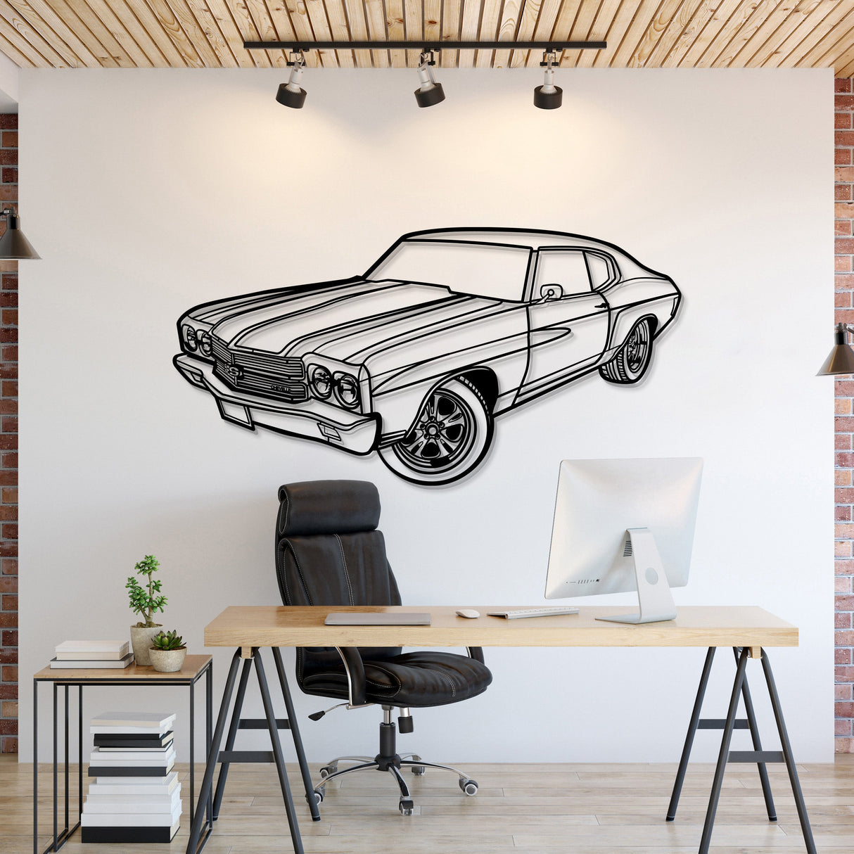 1970 Chevelle SS Perspective Metal Car Wall Art - NC1252