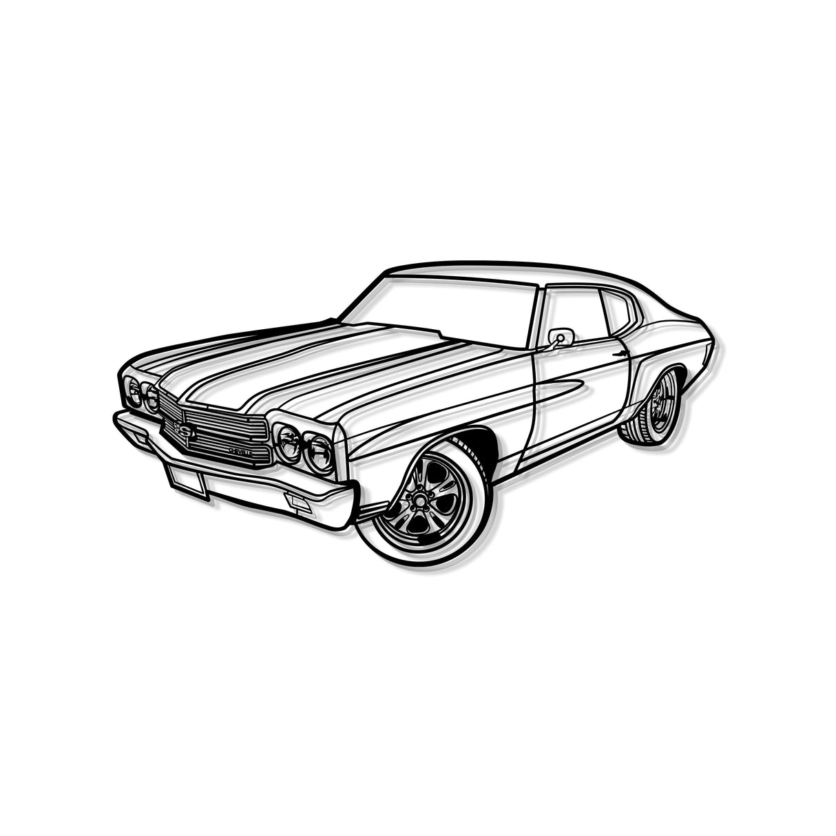 1970 Chevelle SS Perspective Metal Car Wall Art - NC1252