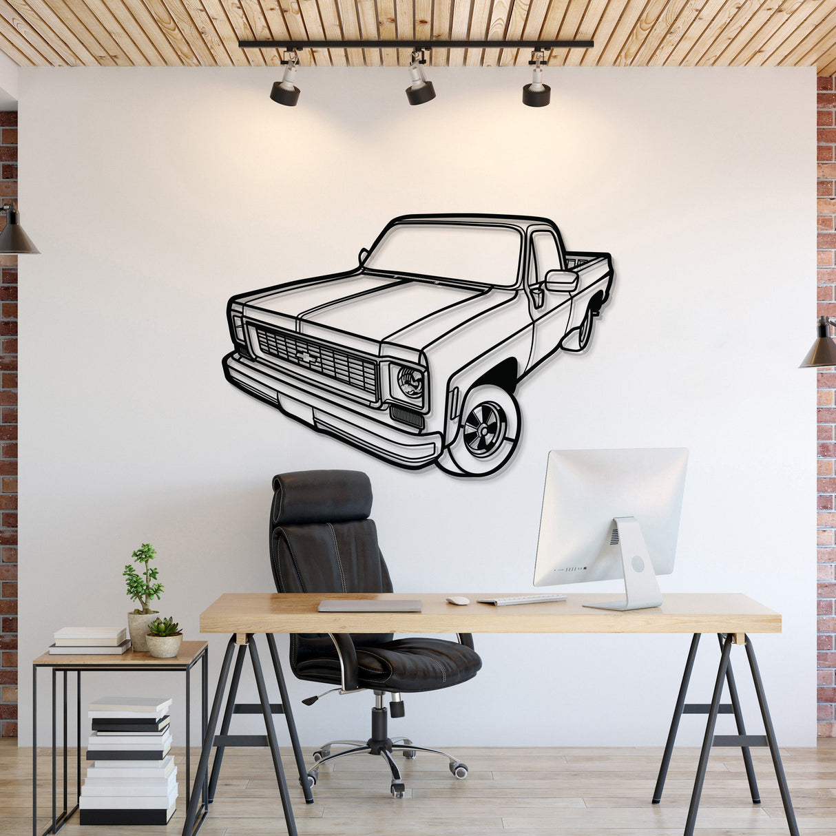 1973 C10 Perspective Metal Car Wall Art - NC1254