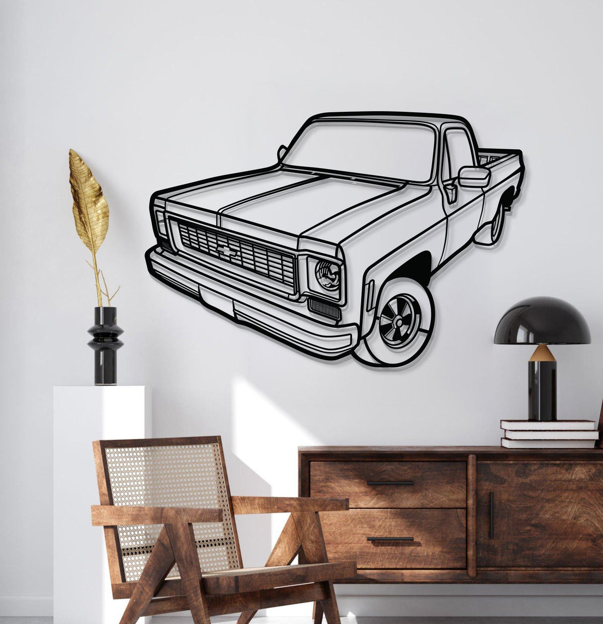 1973 C10 Perspective Metal Car Wall Art - NC1254